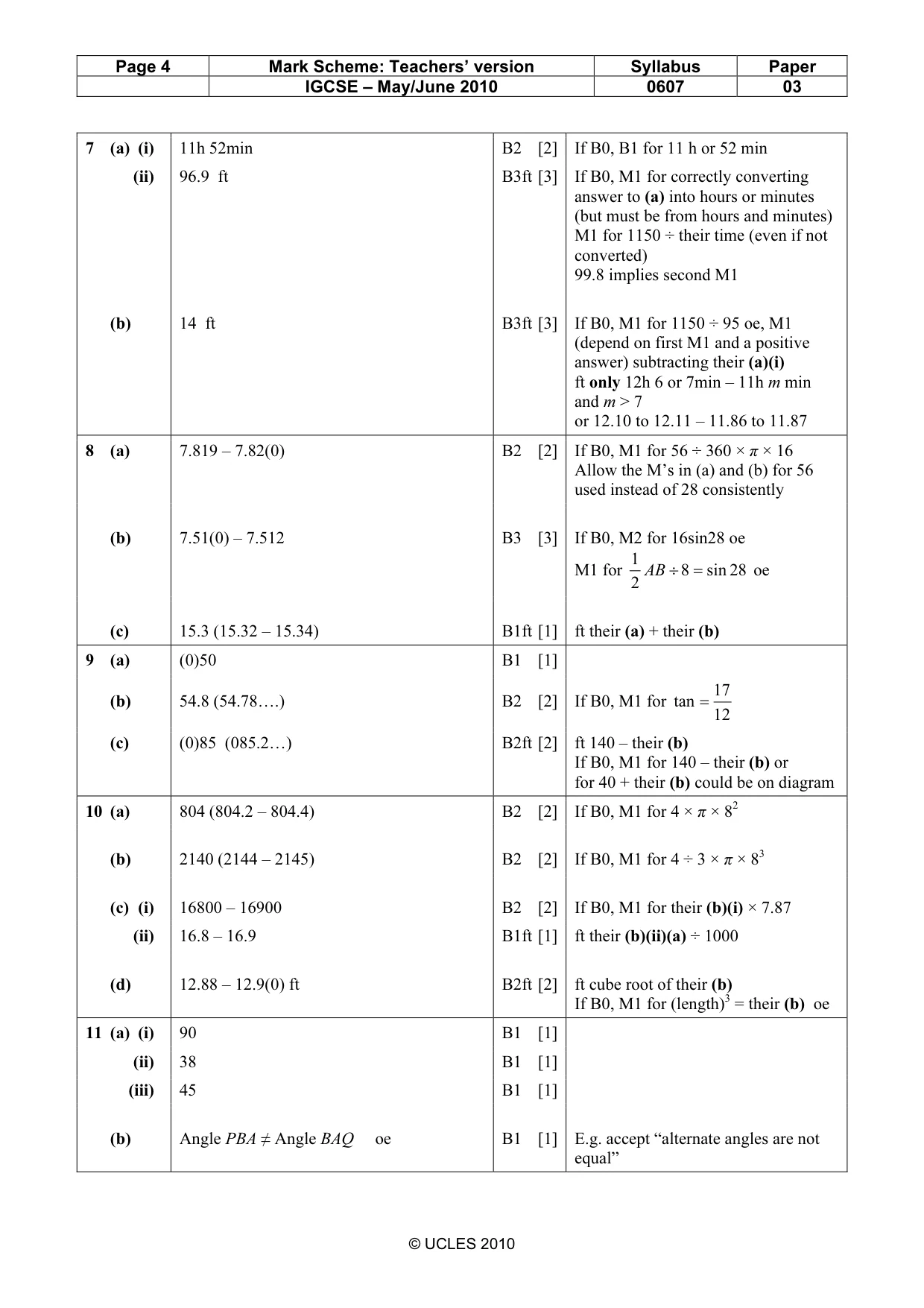 Mark scheme, page 4 of 5