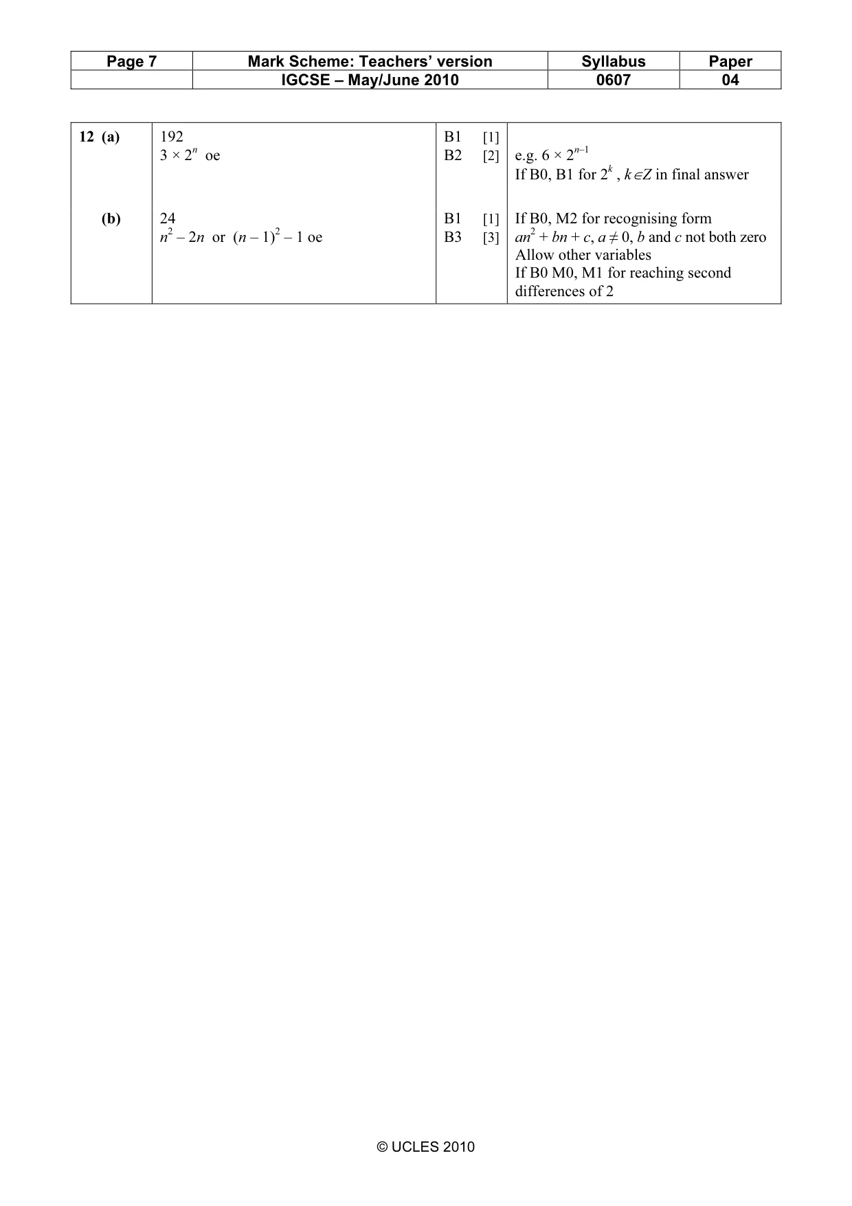 Mark scheme, page 7 of 7