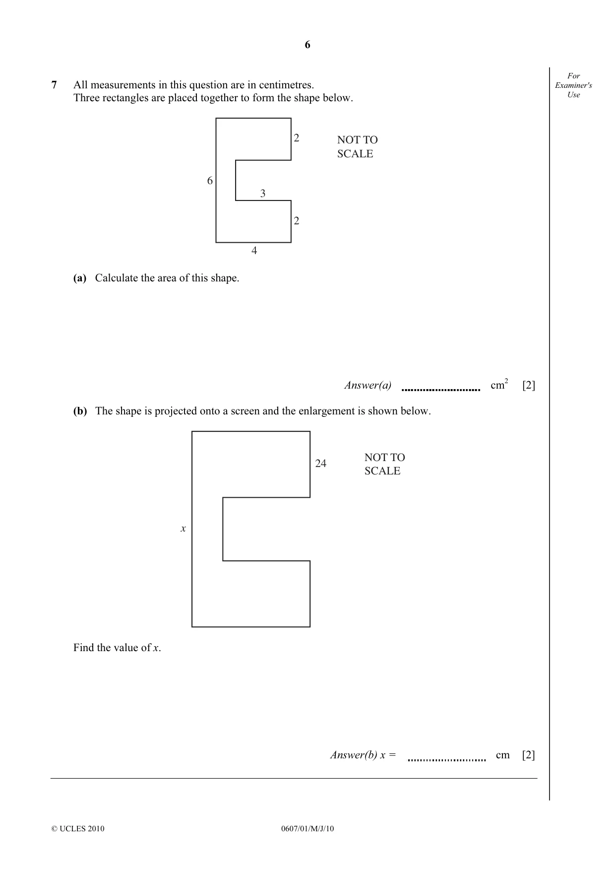Cambridge IGCSE Mathematics - International 0607 2010 May/June Paper 1 · Variant 1 question paper, page 6 of 8