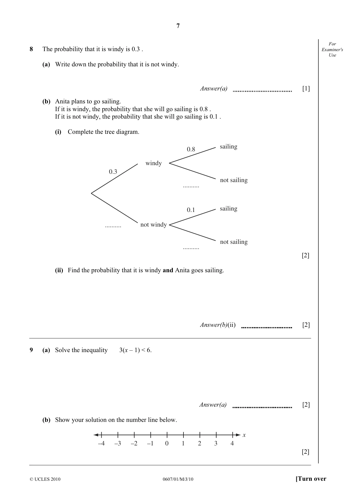 Cambridge IGCSE Mathematics - International 0607 2010 May/June Paper 1 · Variant 1 question paper, page 7 of 8