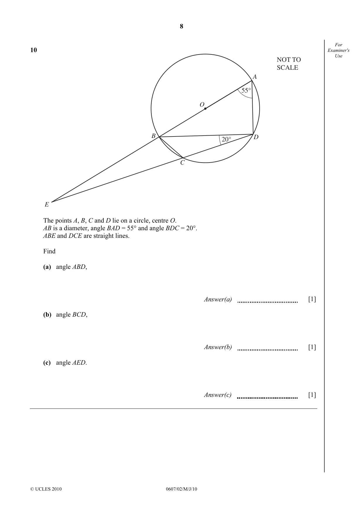 Cambridge IGCSE Mathematics - International 0607 2010 May/June Paper 2 · Variant 1 question paper, page 8 of 12