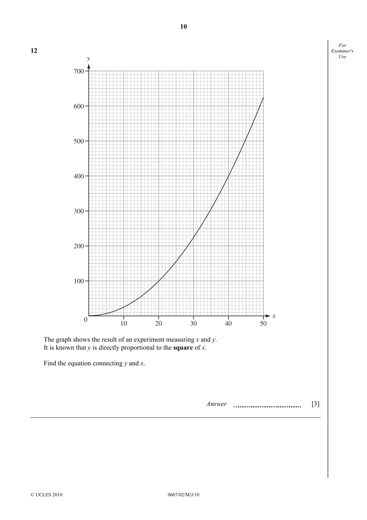 Cambridge IGCSE Mathematics - International 0607 2010 May/June Paper 2 · Variant 1 question paper, page 10 of 12