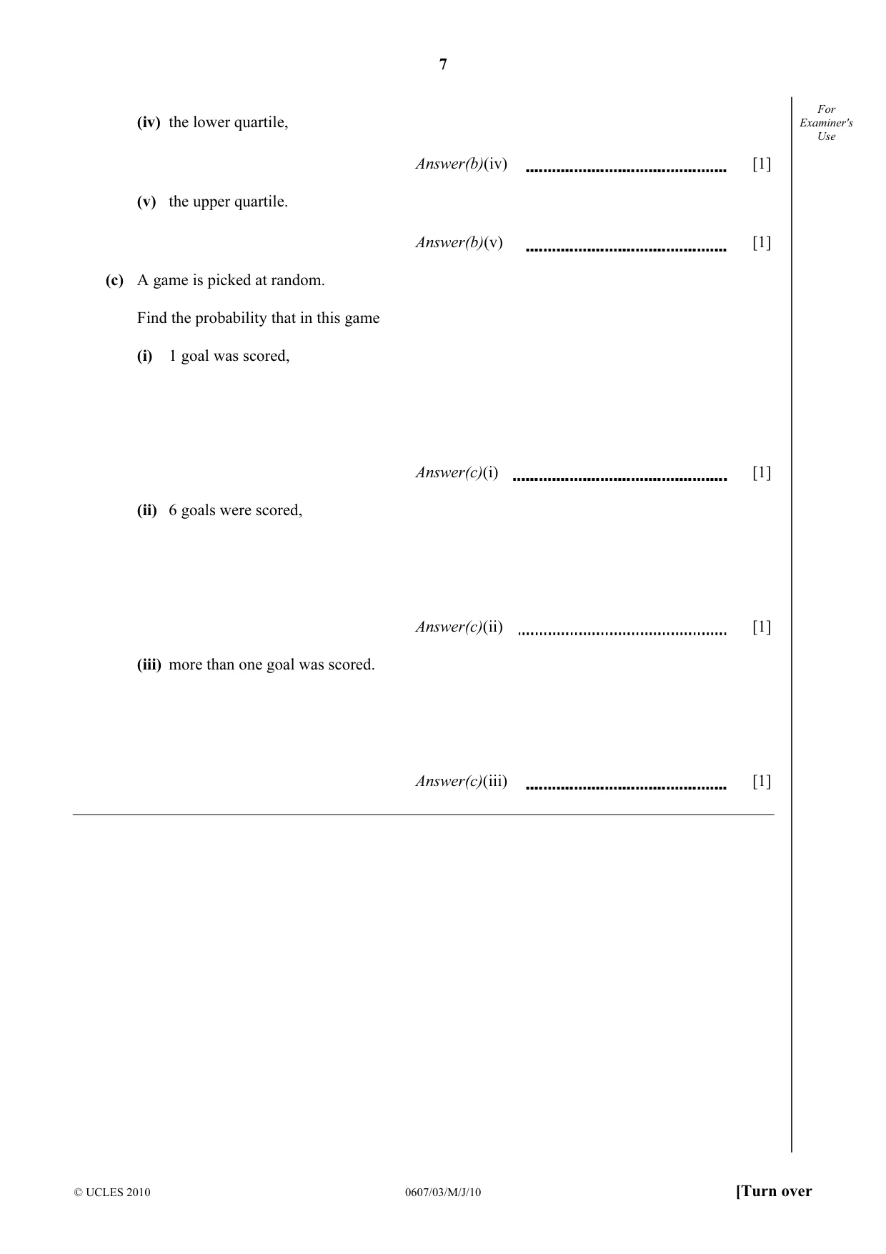 Cambridge IGCSE Mathematics - International 0607 2010 May/June Paper 3 · Variant 1 question paper, page 7 of 20