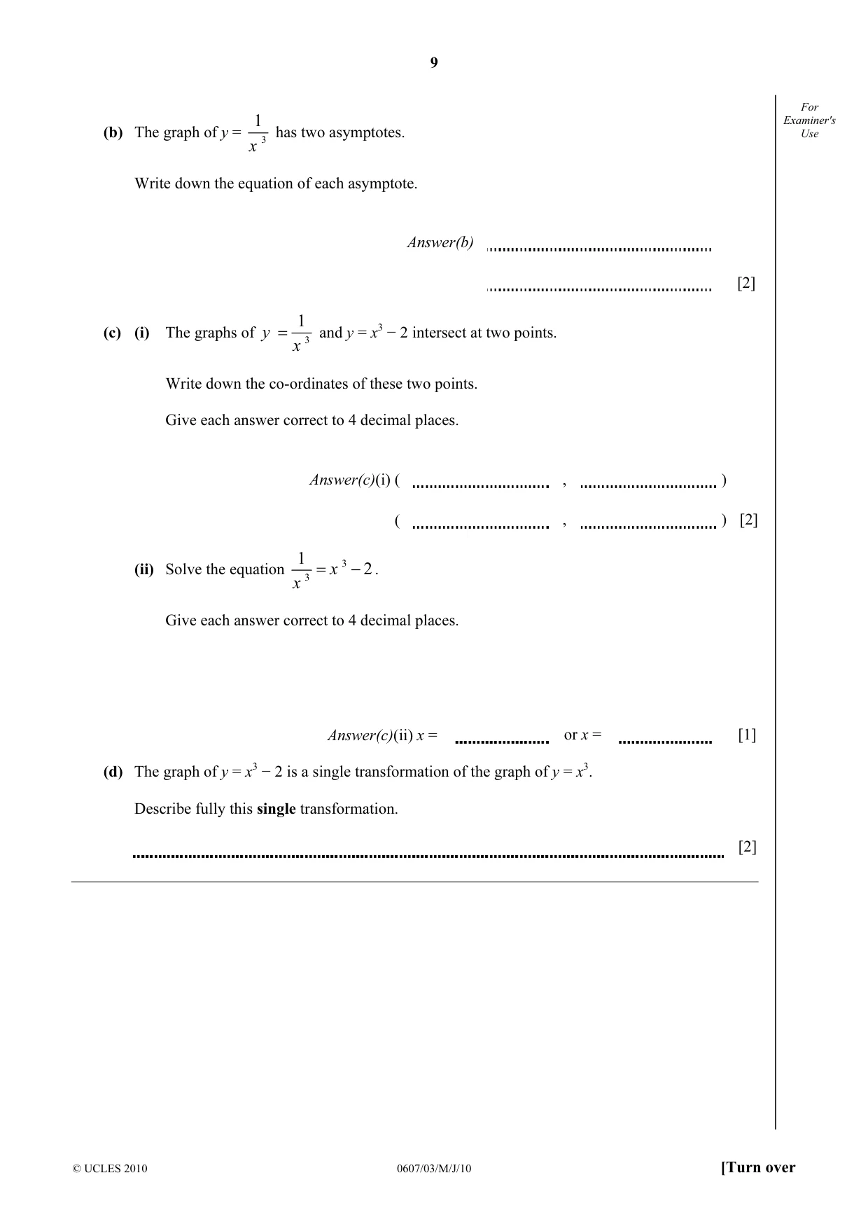 Cambridge IGCSE Mathematics - International 0607 2010 May/June Paper 3 · Variant 1 question paper, page 9 of 20