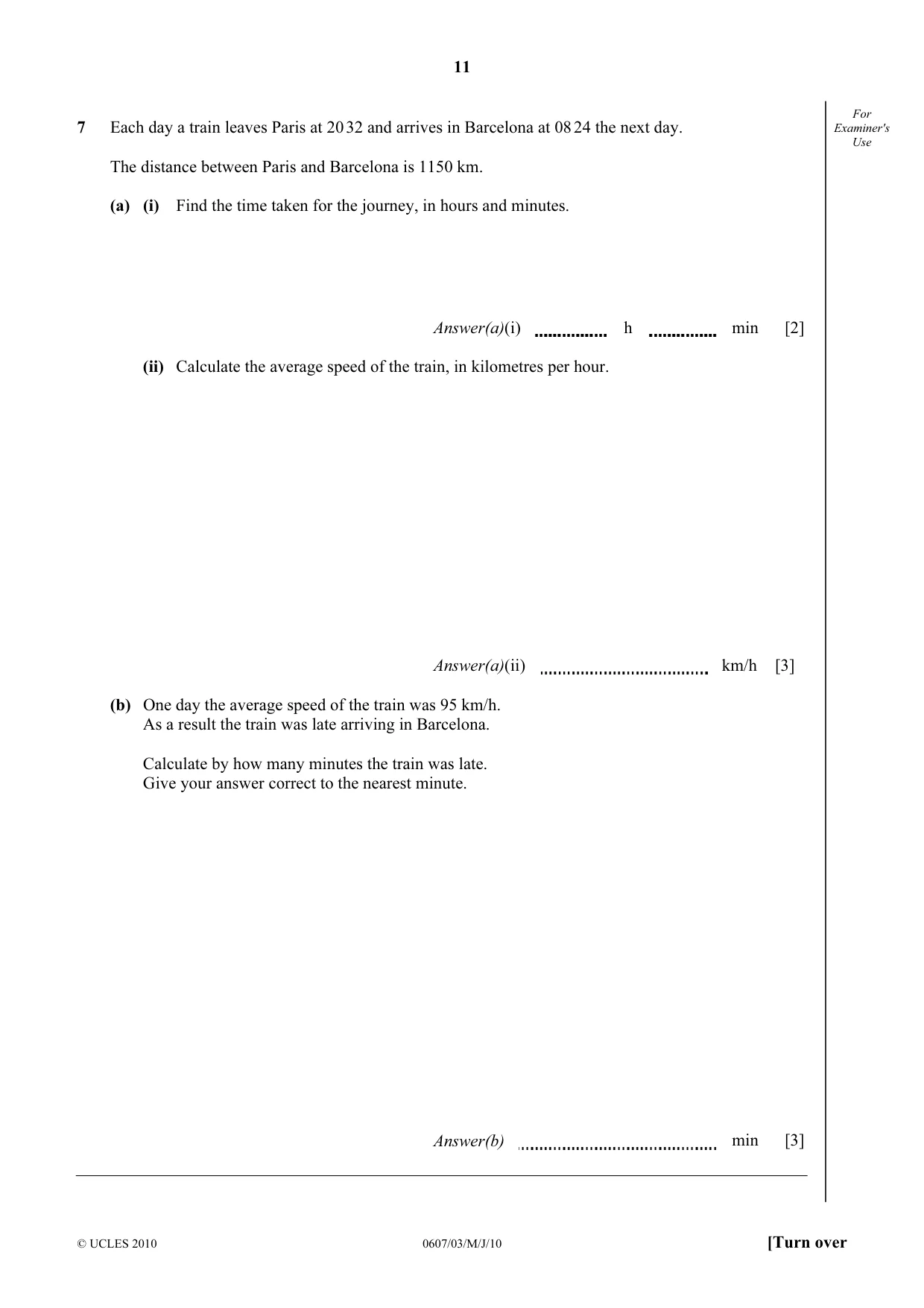 Cambridge IGCSE Mathematics - International 0607 2010 May/June Paper 3 · Variant 1 question paper, page 11 of 20