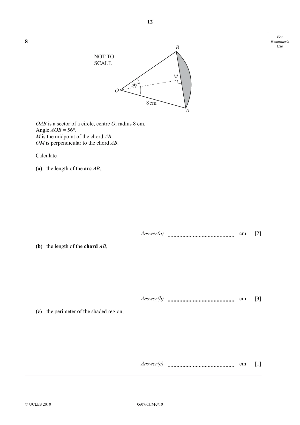 Cambridge IGCSE Mathematics - International 0607 2010 May/June Paper 3 · Variant 1 question paper, page 12 of 20