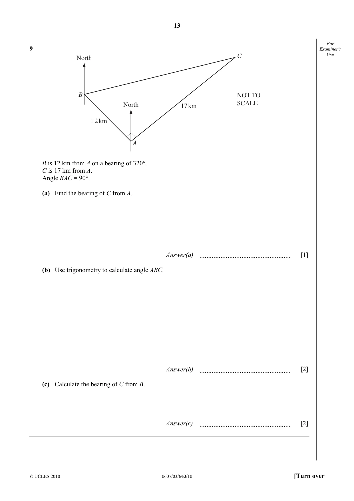 Cambridge IGCSE Mathematics - International 0607 2010 May/June Paper 3 · Variant 1 question paper, page 13 of 20
