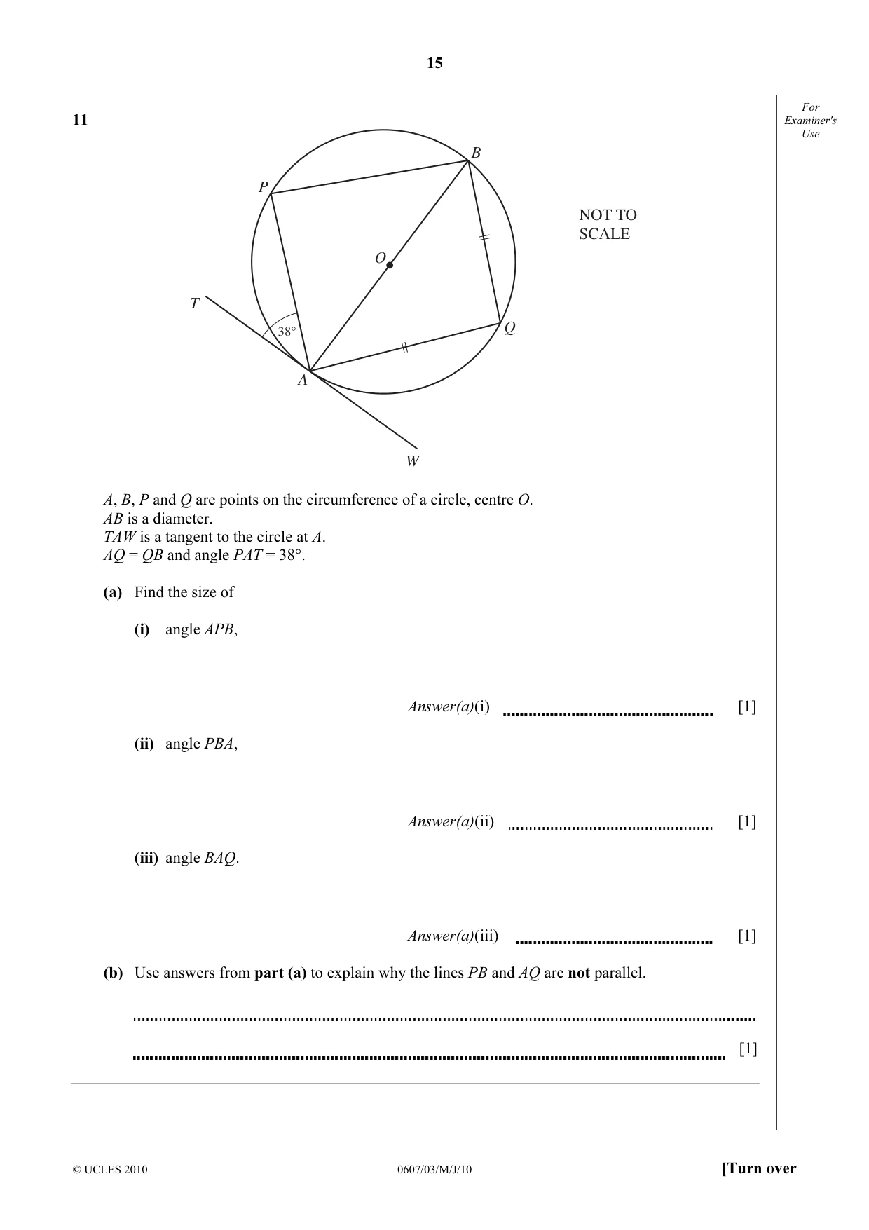 Cambridge IGCSE Mathematics - International 0607 2010 May/June Paper 3 · Variant 1 question paper, page 15 of 20