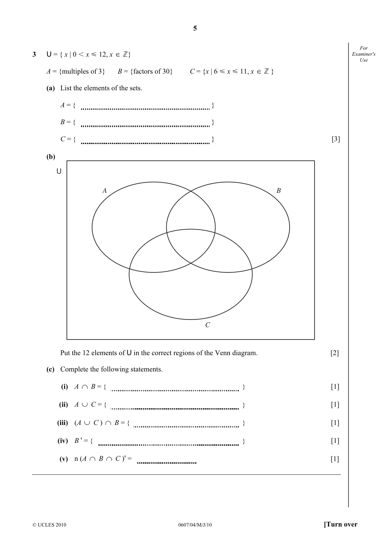Cambridge IGCSE Mathematics - International 0607 2010 May/June Paper 4 · Variant 1 question paper, page 5 of 20