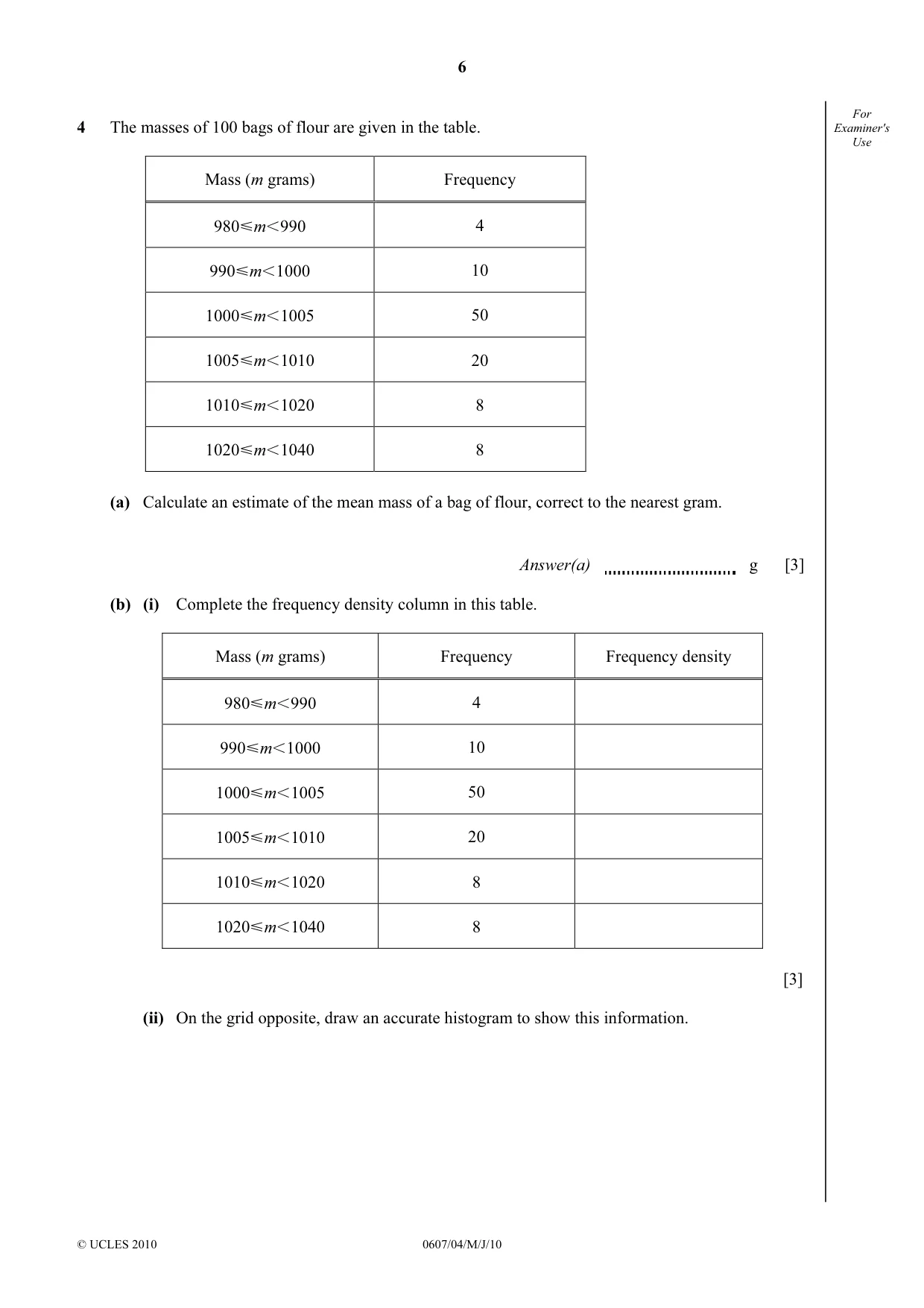 Cambridge IGCSE Mathematics - International 0607 2010 May/June Paper 4 · Variant 1 question paper, page 6 of 20
