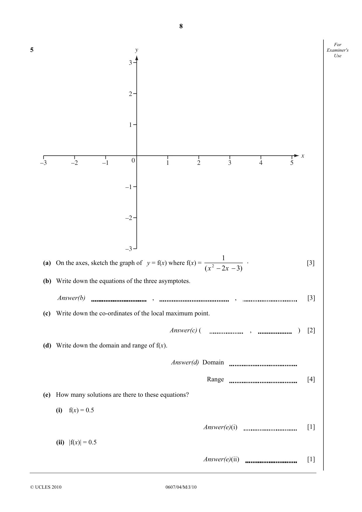 Cambridge IGCSE Mathematics - International 0607 2010 May/June Paper 4 · Variant 1 question paper, page 8 of 20