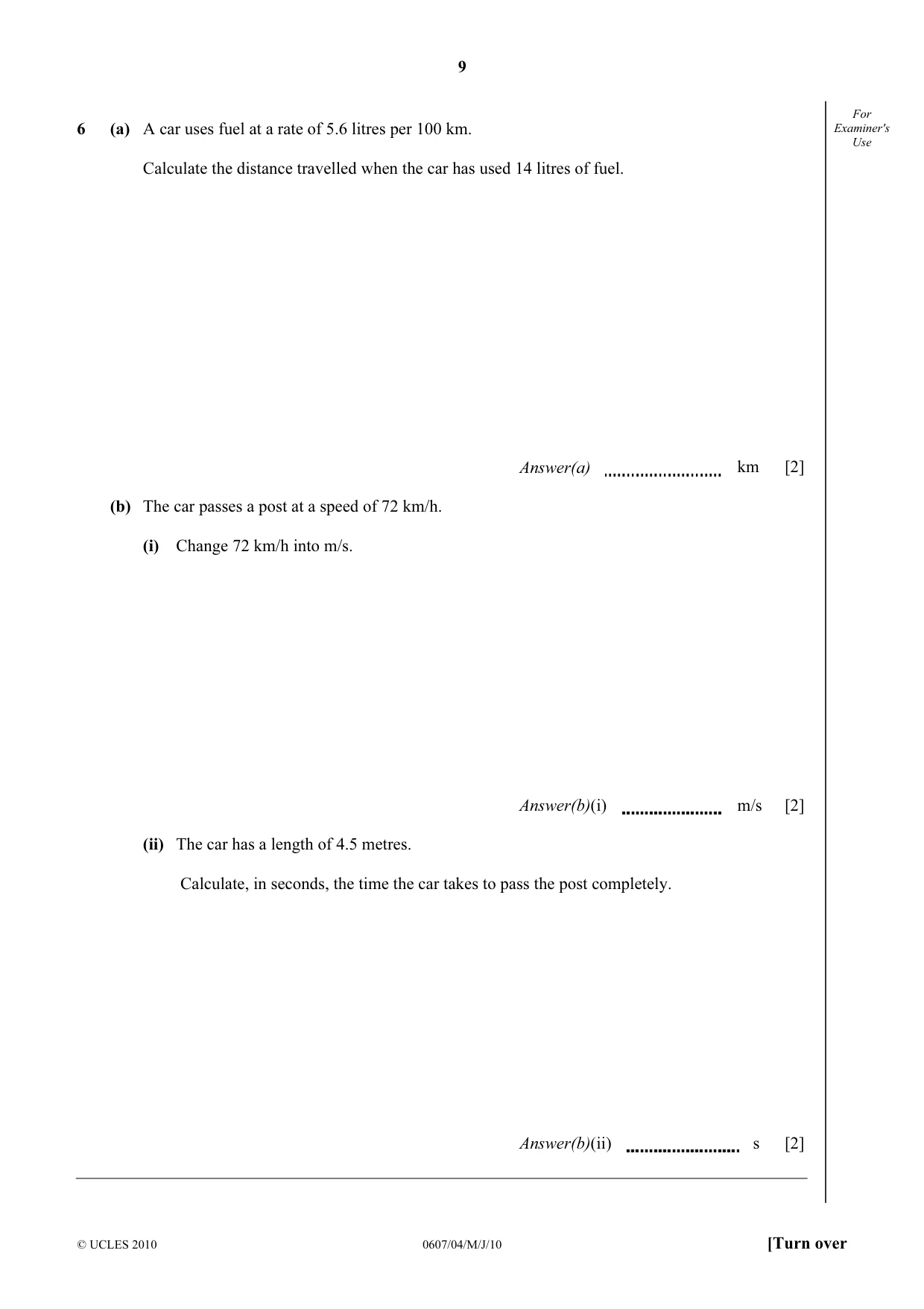 Cambridge IGCSE Mathematics - International 0607 2010 May/June Paper 4 · Variant 1 question paper, page 9 of 20