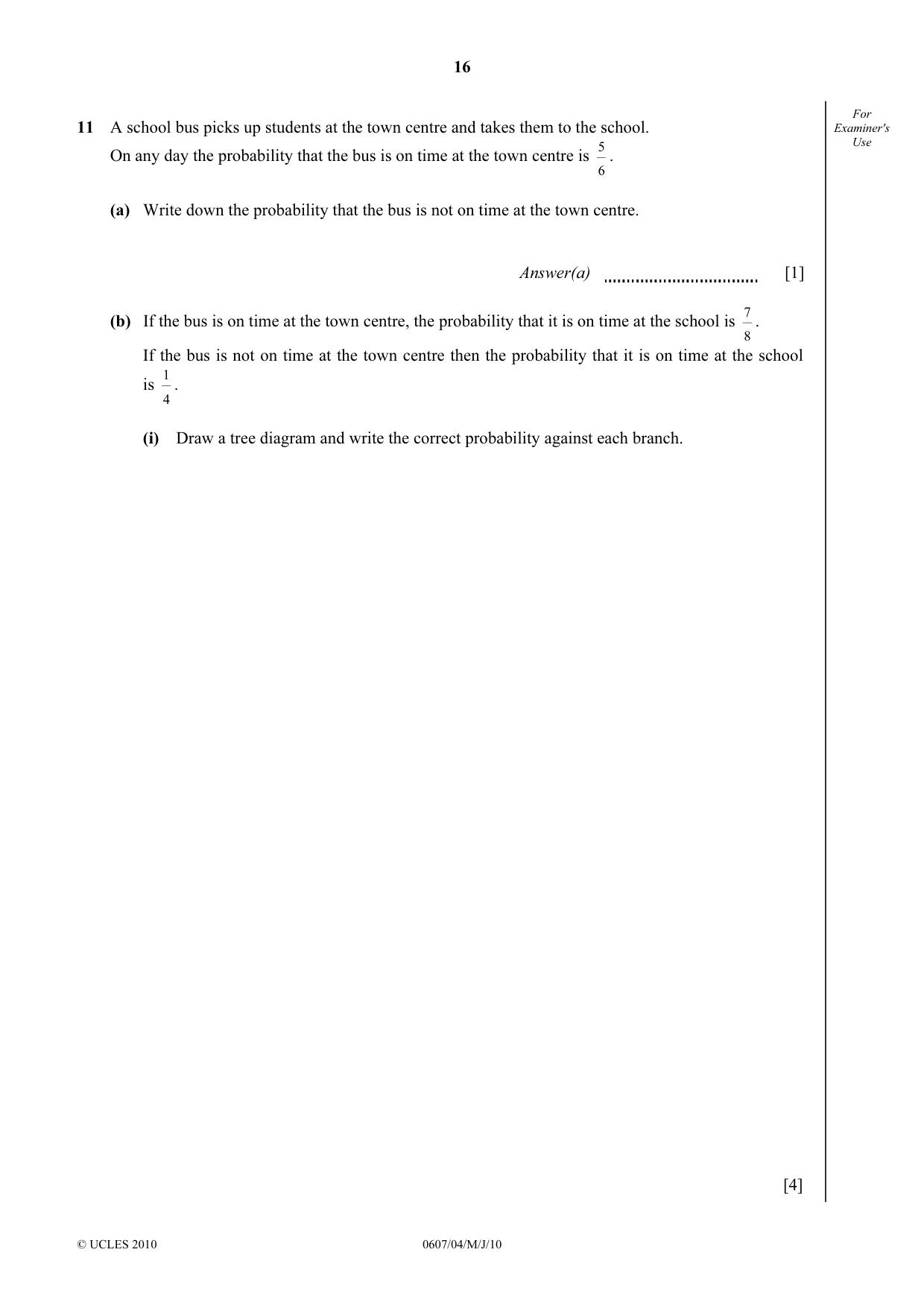Cambridge IGCSE Mathematics - International 0607 2010 May/June Paper 4 · Variant 1 question paper, page 16 of 20