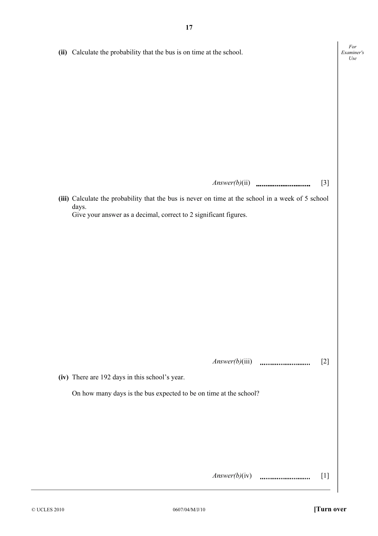 Cambridge IGCSE Mathematics - International 0607 2010 May/June Paper 4 · Variant 1 question paper, page 17 of 20