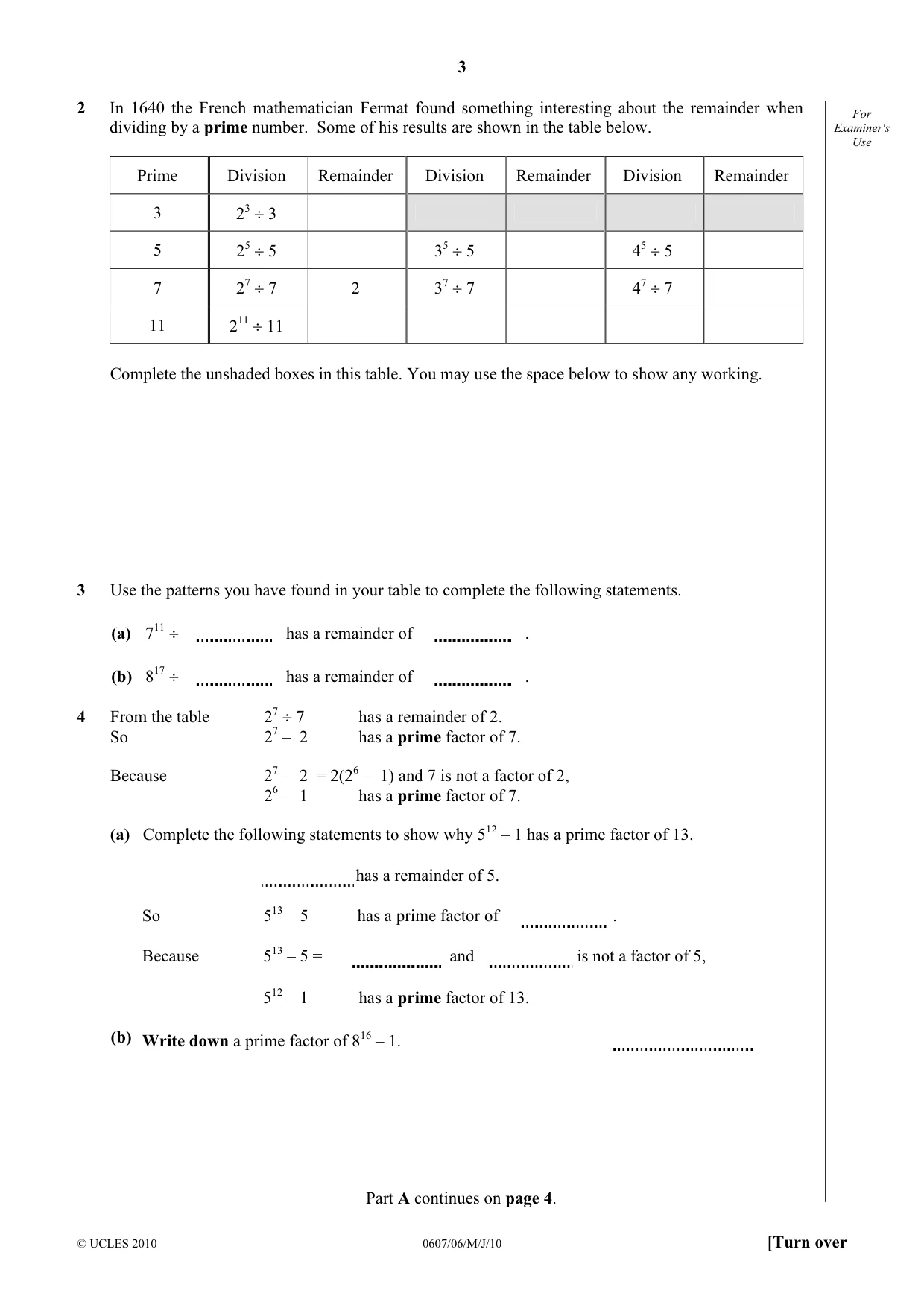 Cambridge IGCSE Mathematics - International 0607 2010 May/June Paper 6 · Variant 1 question paper, page 3 of 8