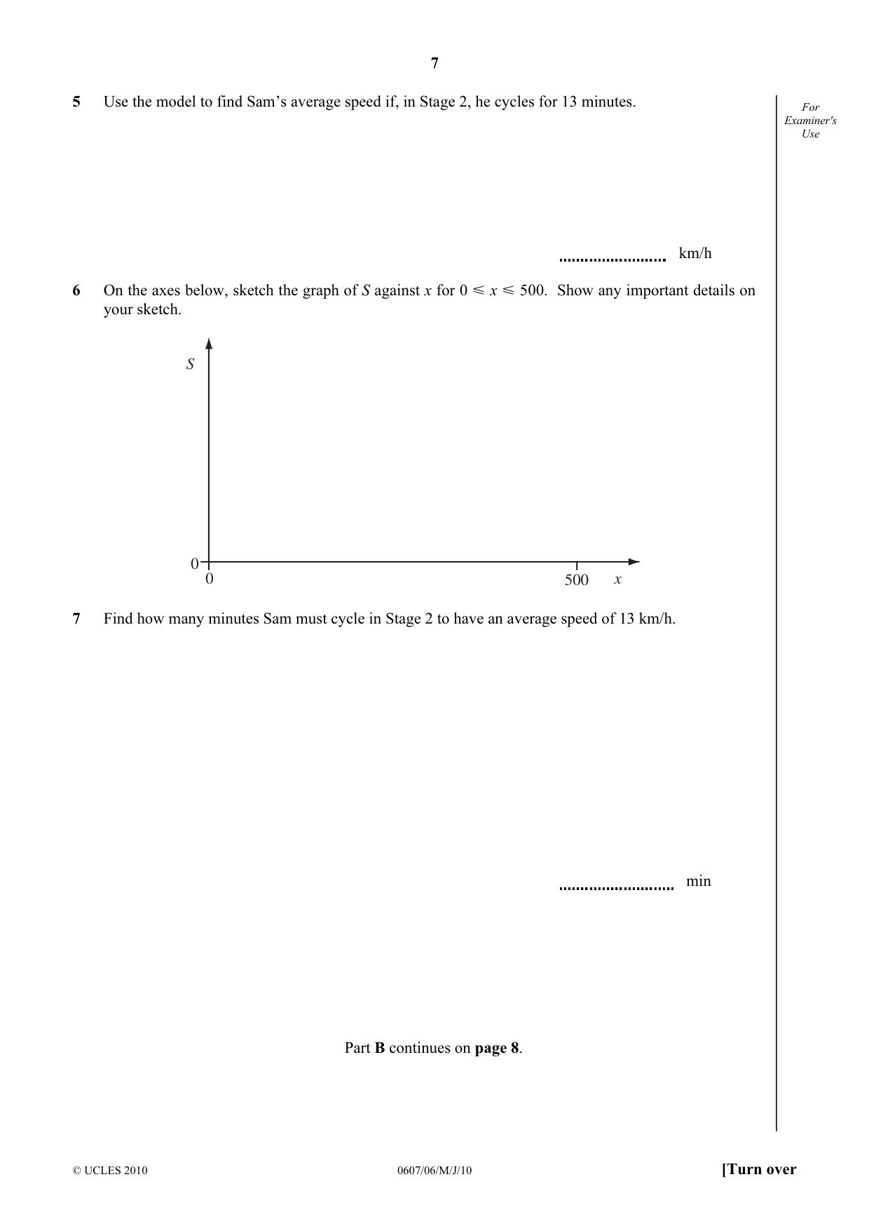 Cambridge IGCSE Mathematics - International 0607 2010 May/June Paper 6 · Variant 1 question paper, page 7 of 8