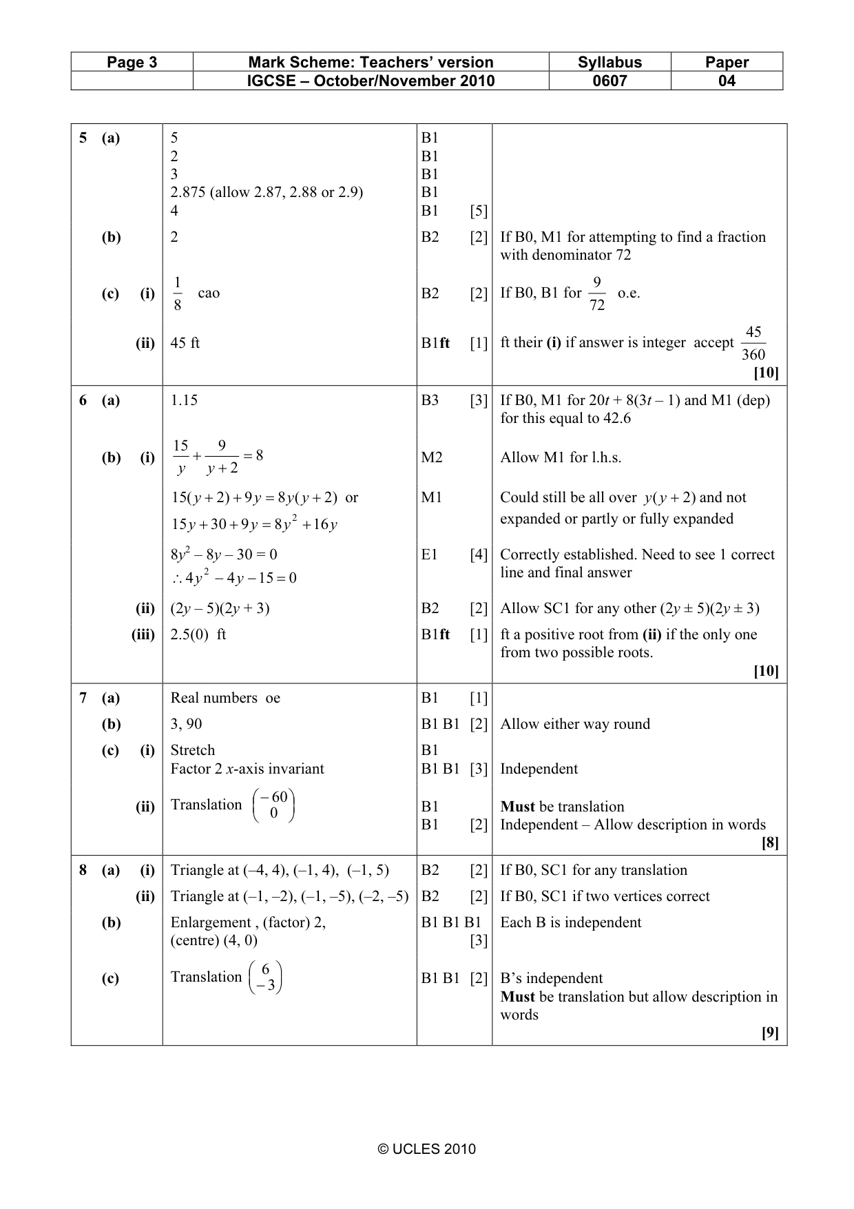 Mark scheme, page 3 of 5