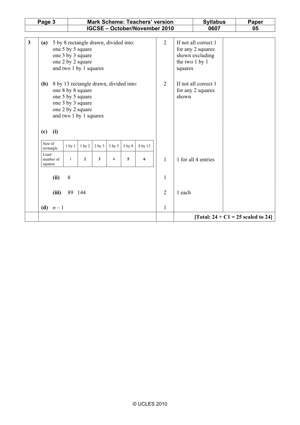 Mark scheme, page 3 of 3
