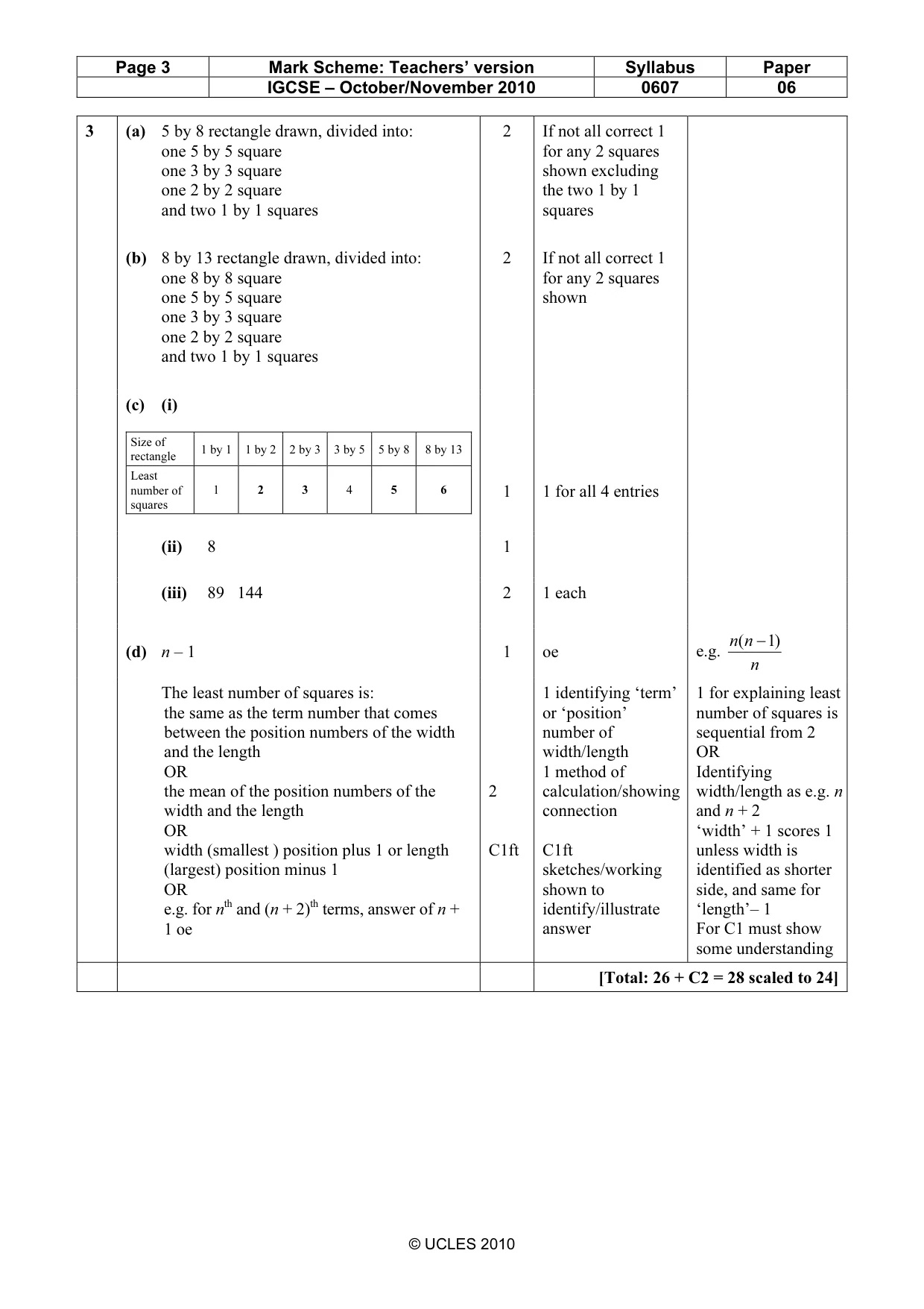 Mark scheme, page 3 of 5