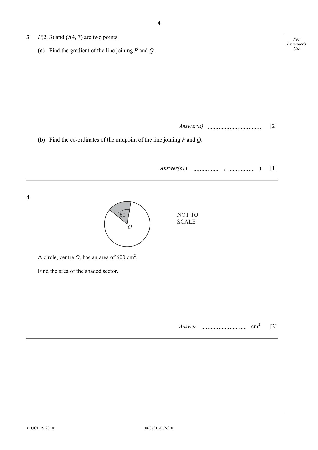 Cambridge IGCSE Mathematics - International 0607 2010 Oct/Nov Paper 1 · Variant 1 question paper, page 4 of 12