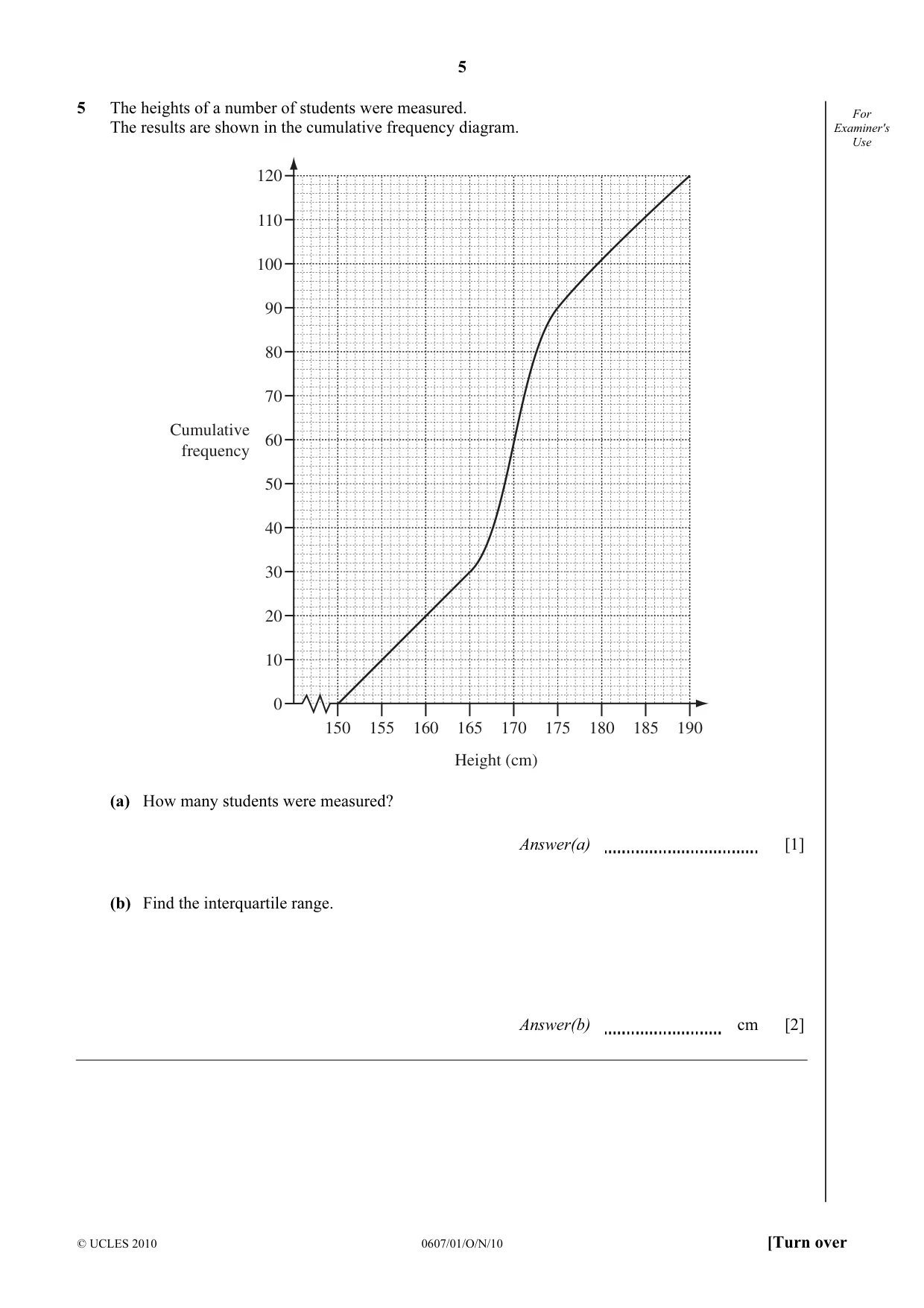 Cambridge IGCSE Mathematics - International 0607 2010 Oct/Nov Paper 1 · Variant 1 question paper, page 5 of 12
