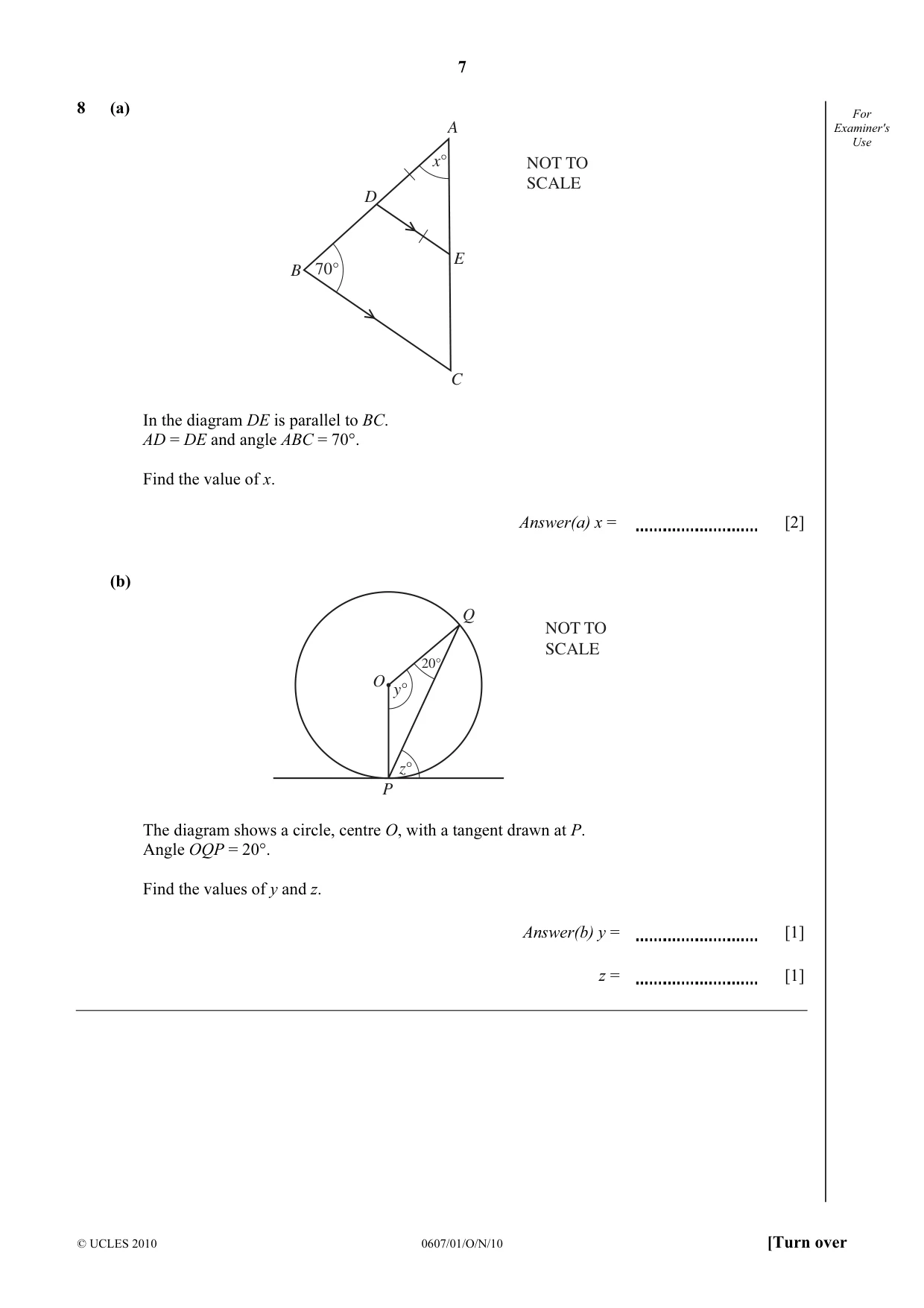 Cambridge IGCSE Mathematics - International 0607 2010 Oct/Nov Paper 1 · Variant 1 question paper, page 7 of 12