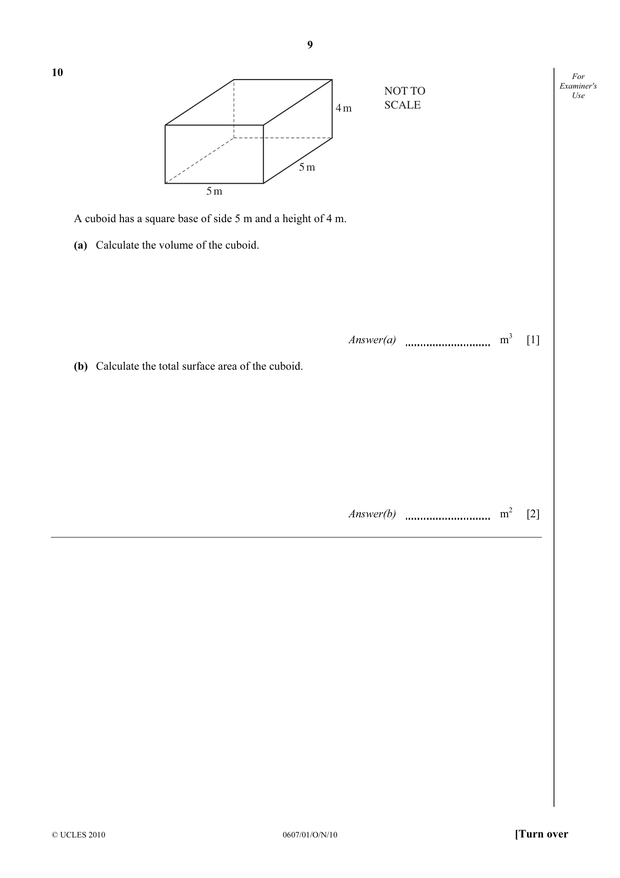 Cambridge IGCSE Mathematics - International 0607 2010 Oct/Nov Paper 1 · Variant 1 question paper, page 9 of 12