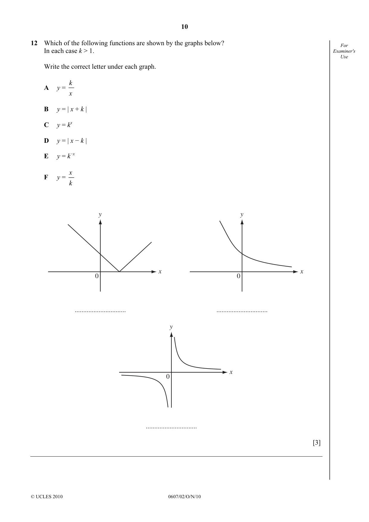 Cambridge IGCSE Mathematics - International 0607 2010 Oct/Nov Paper 2 · Variant 1 question paper, page 10 of 12
