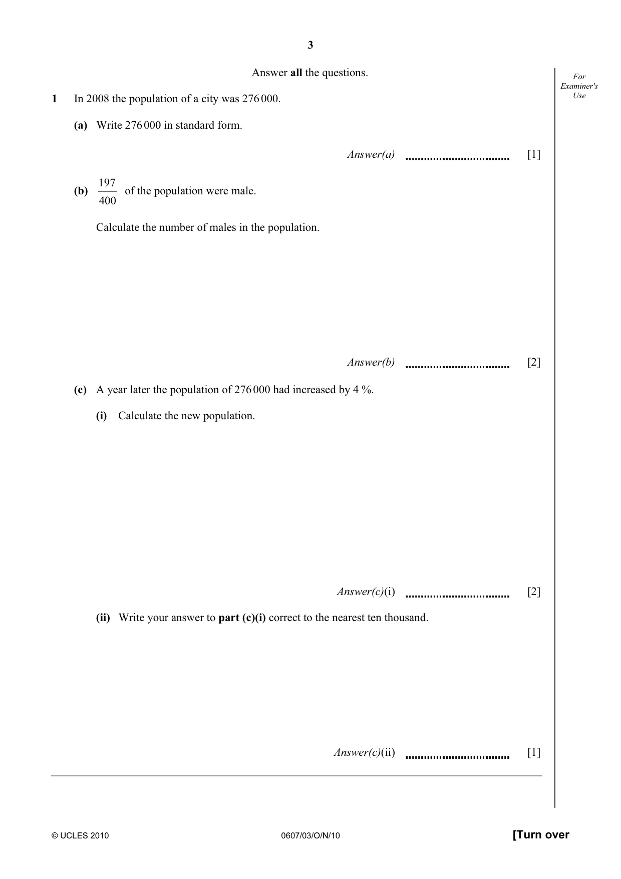 Cambridge IGCSE Mathematics - International 0607 2010 Oct/Nov Paper 3 · Variant 1 question paper, page 3 of 16