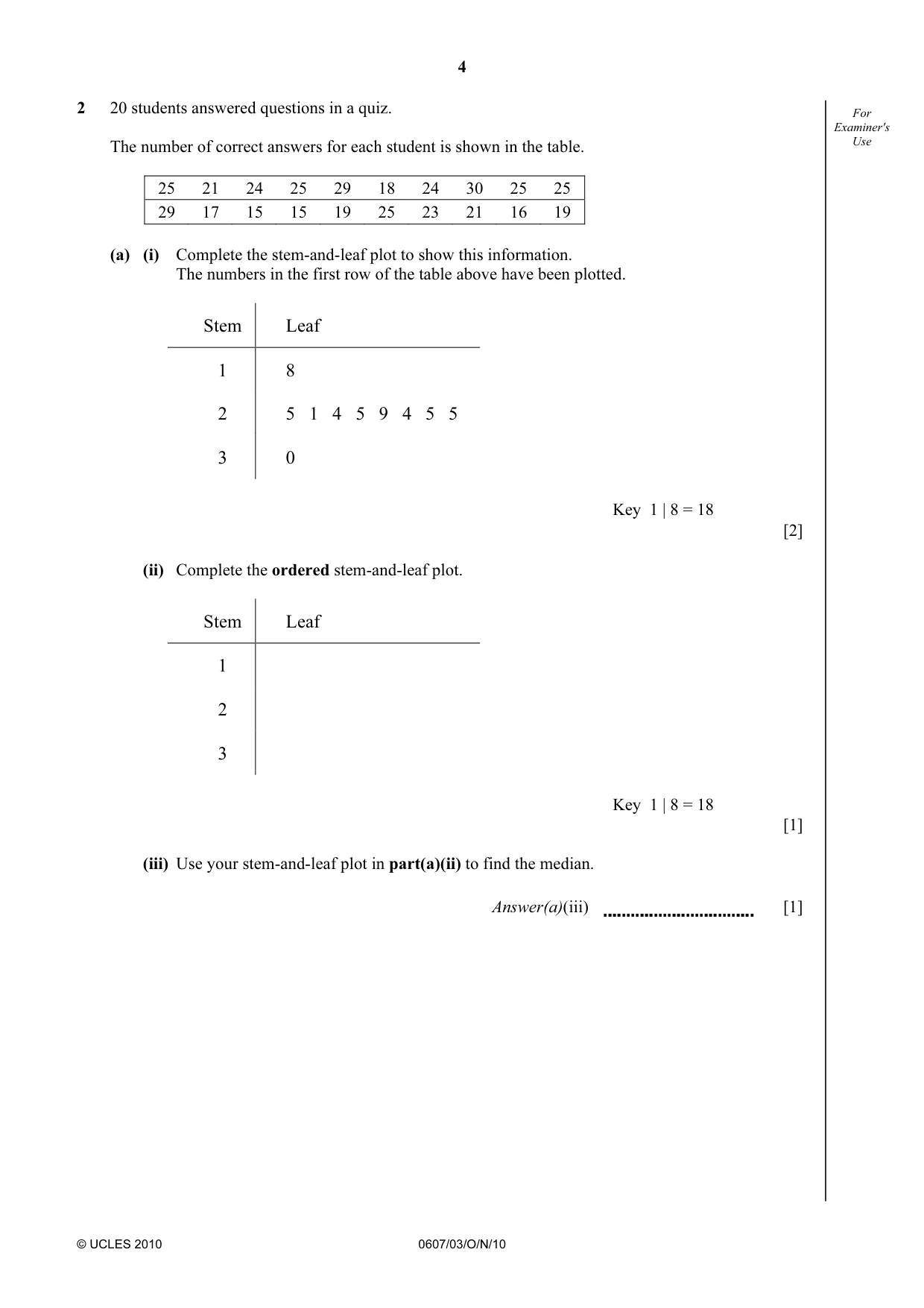 Cambridge IGCSE Mathematics - International 0607 2010 Oct/Nov Paper 3 · Variant 1 question paper, page 4 of 16