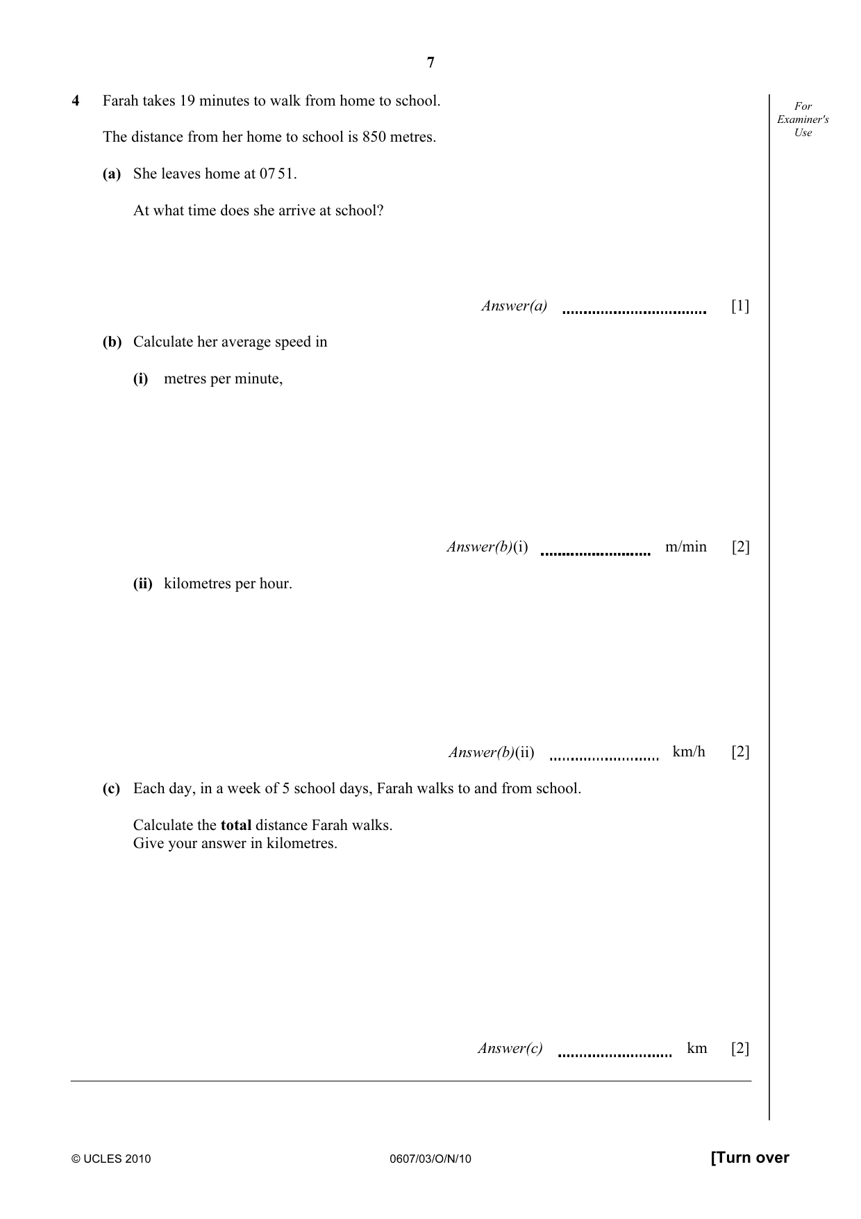 Cambridge IGCSE Mathematics - International 0607 2010 Oct/Nov Paper 3 · Variant 1 question paper, page 7 of 16