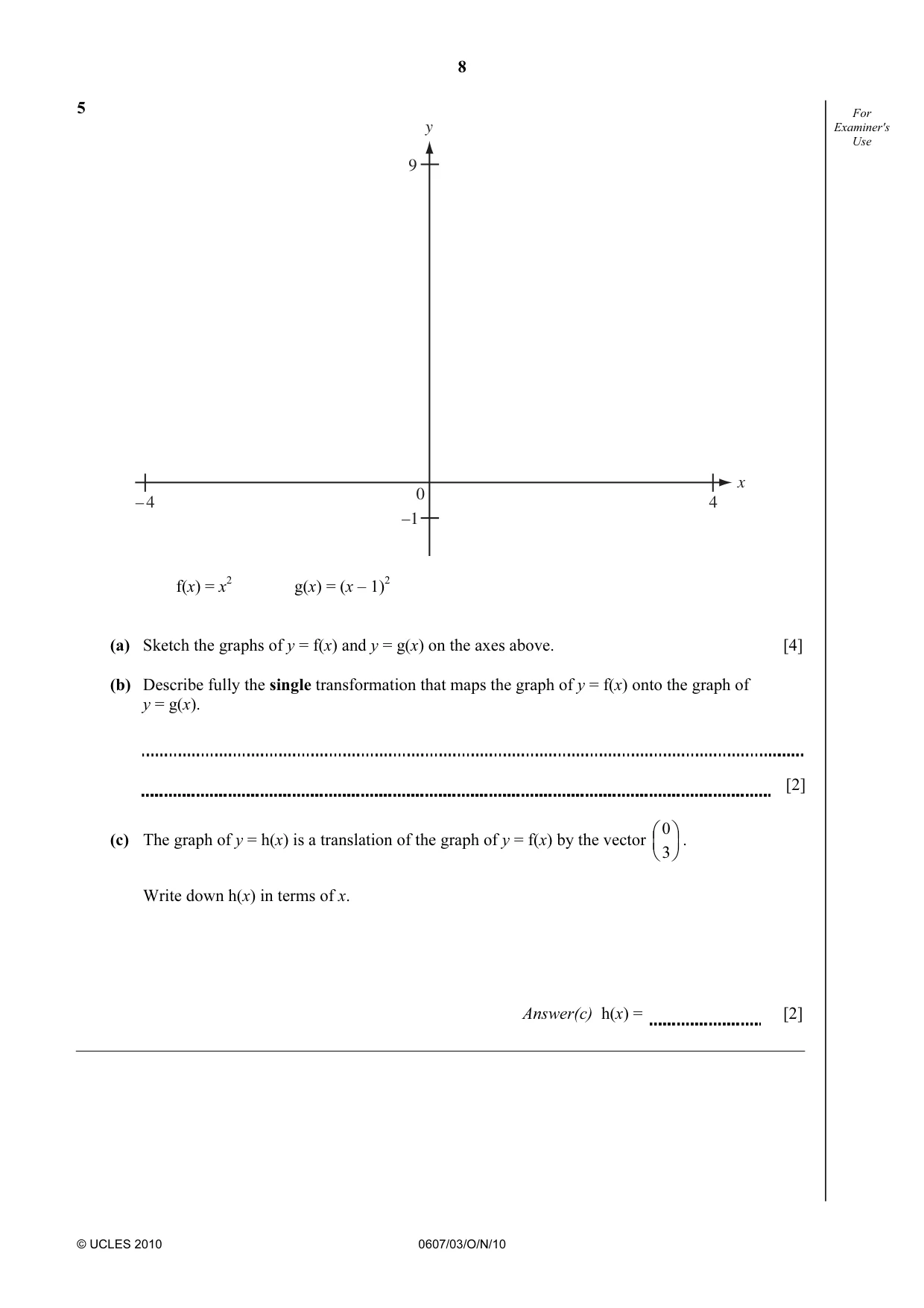 Cambridge IGCSE Mathematics - International 0607 2010 Oct/Nov Paper 3 · Variant 1 question paper, page 8 of 16