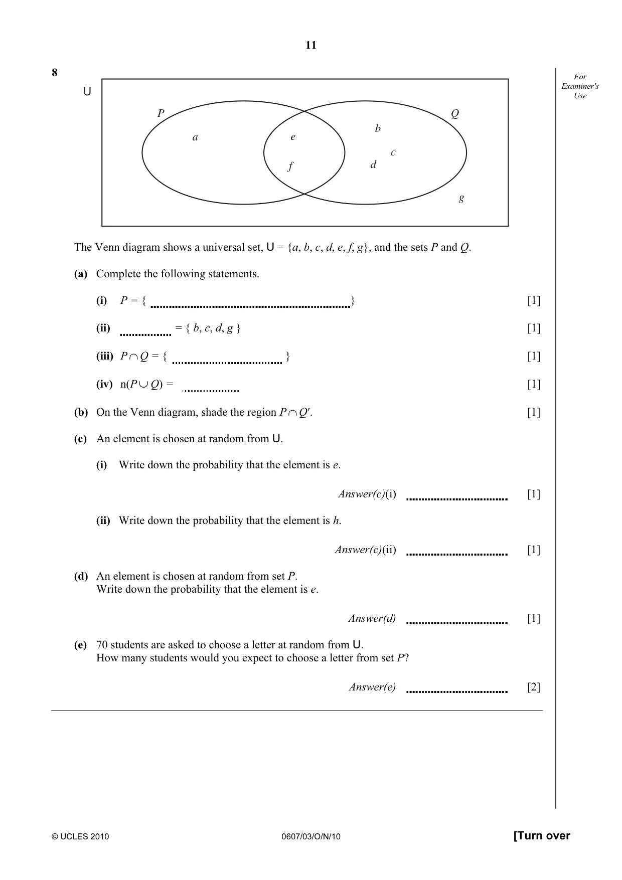 Cambridge IGCSE Mathematics - International 0607 2010 Oct/Nov Paper 3 · Variant 1 question paper, page 11 of 16