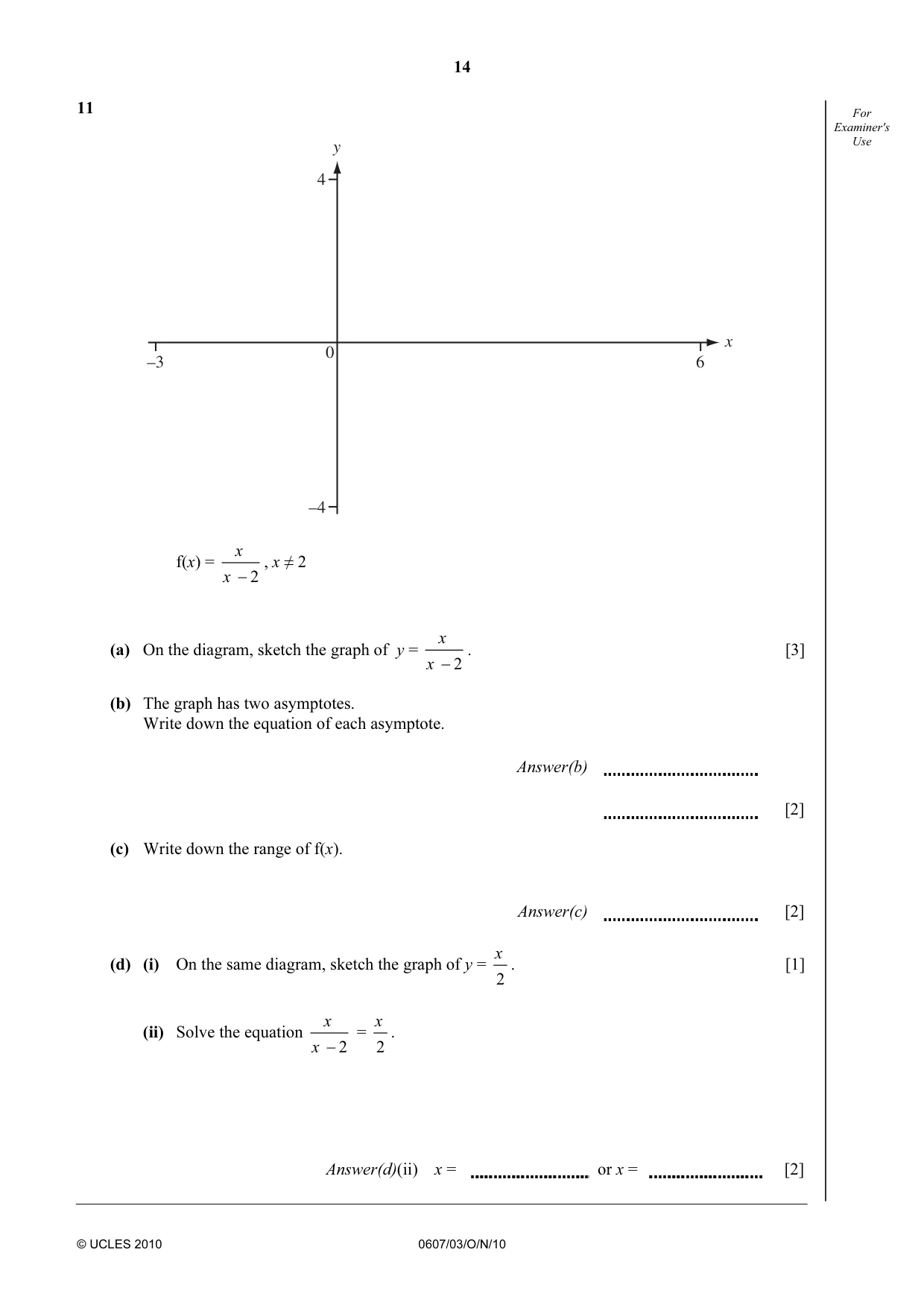 Cambridge IGCSE Mathematics - International 0607 2010 Oct/Nov Paper 3 · Variant 1 question paper, page 14 of 16