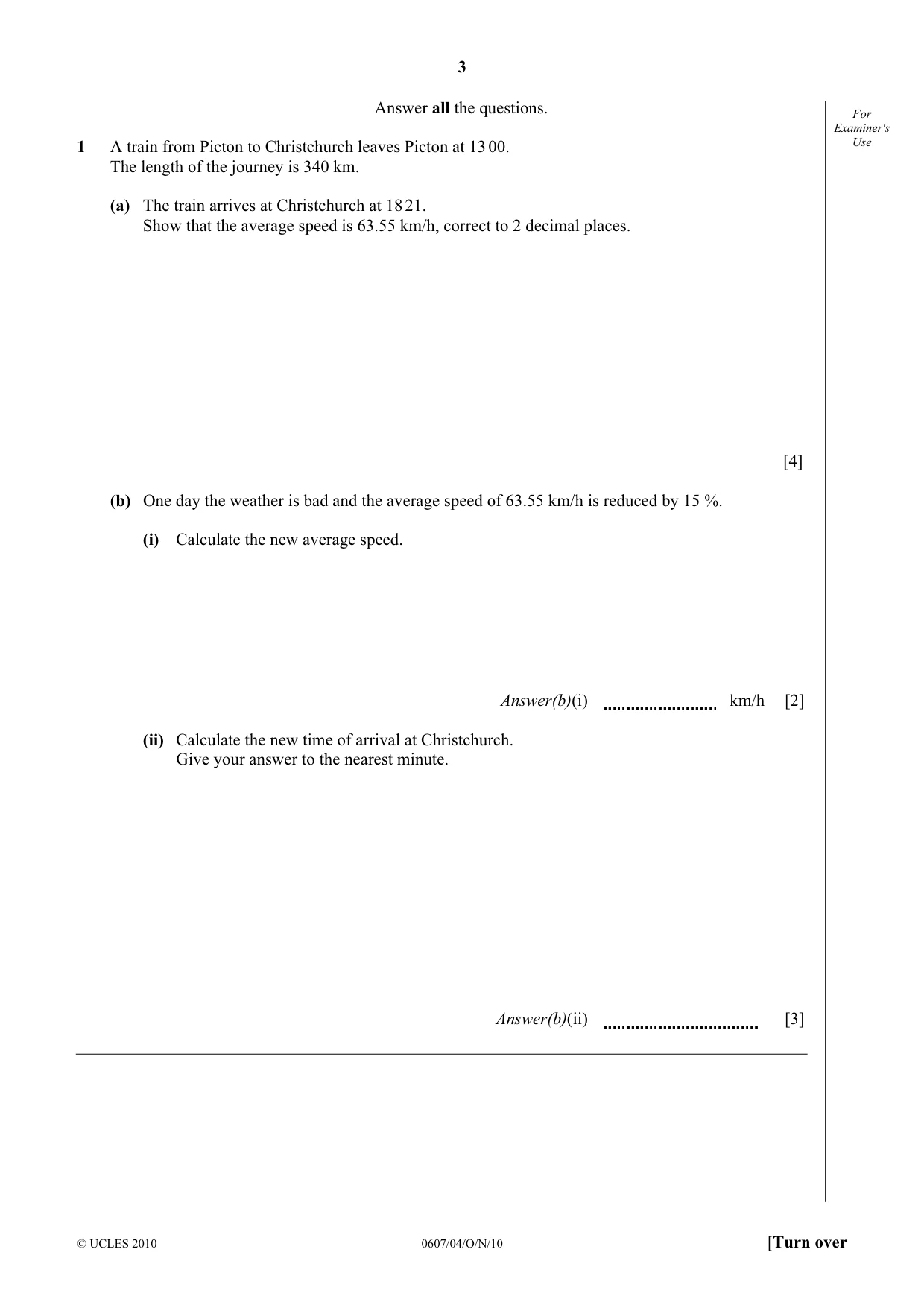 Cambridge IGCSE Mathematics - International 0607 2010 Oct/Nov Paper 4 · Variant 1 question paper, page 3 of 20