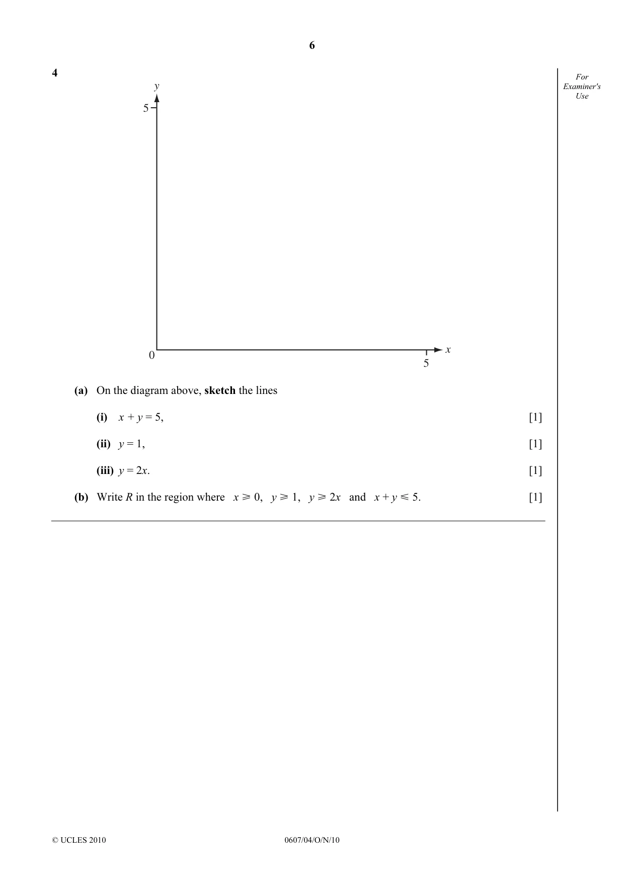 Cambridge IGCSE Mathematics - International 0607 2010 Oct/Nov Paper 4 · Variant 1 question paper, page 6 of 20