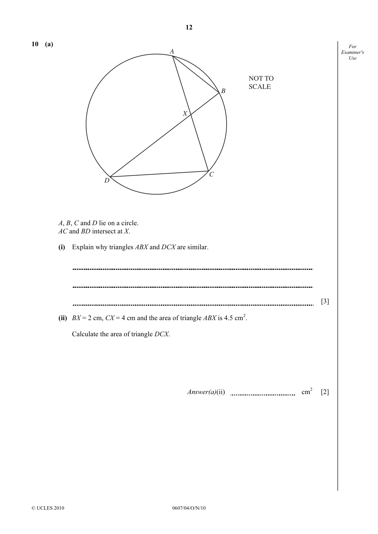 Cambridge IGCSE Mathematics - International 0607 2010 Oct/Nov Paper 4 · Variant 1 question paper, page 12 of 20