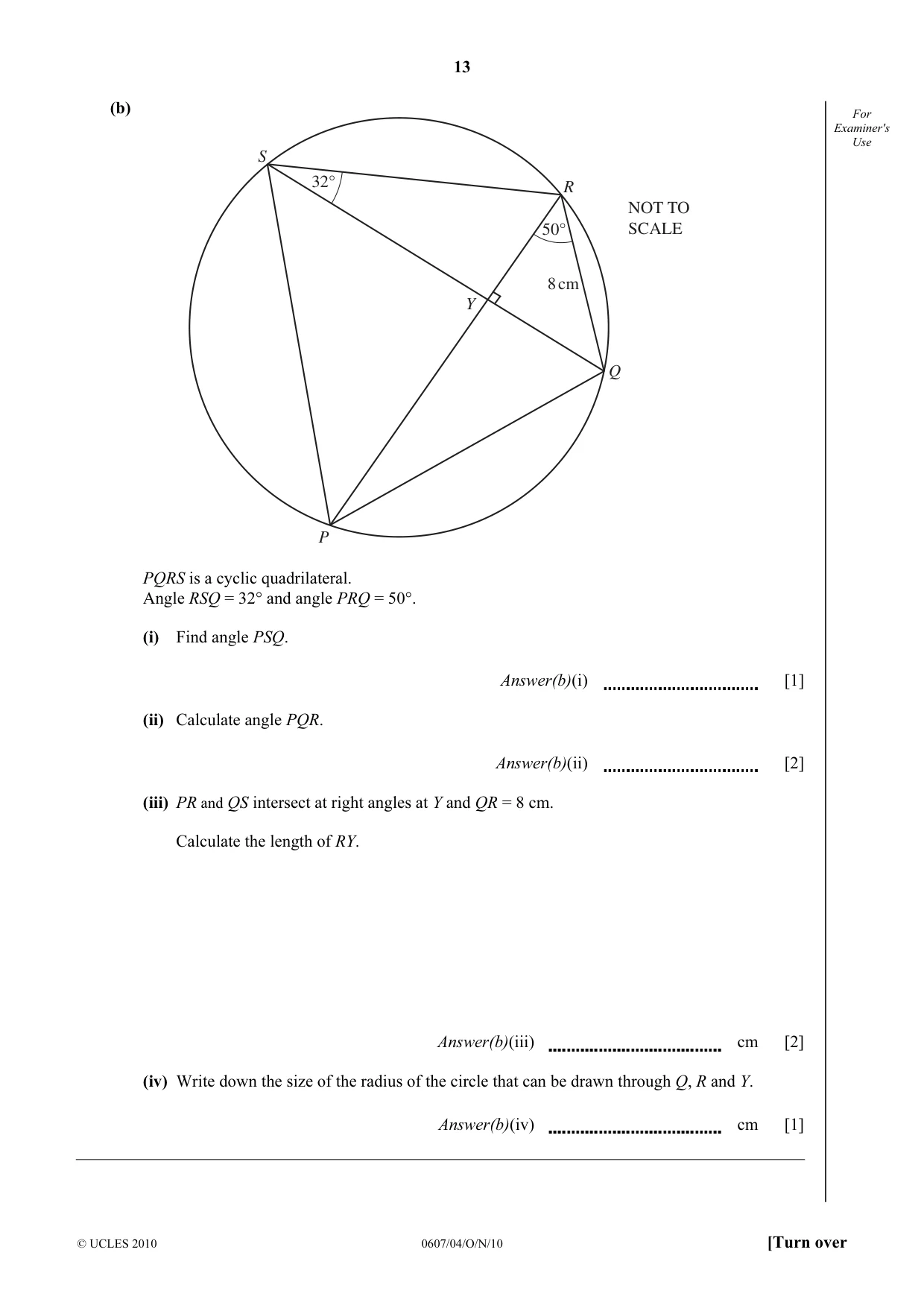 Cambridge IGCSE Mathematics - International 0607 2010 Oct/Nov Paper 4 · Variant 1 question paper, page 13 of 20