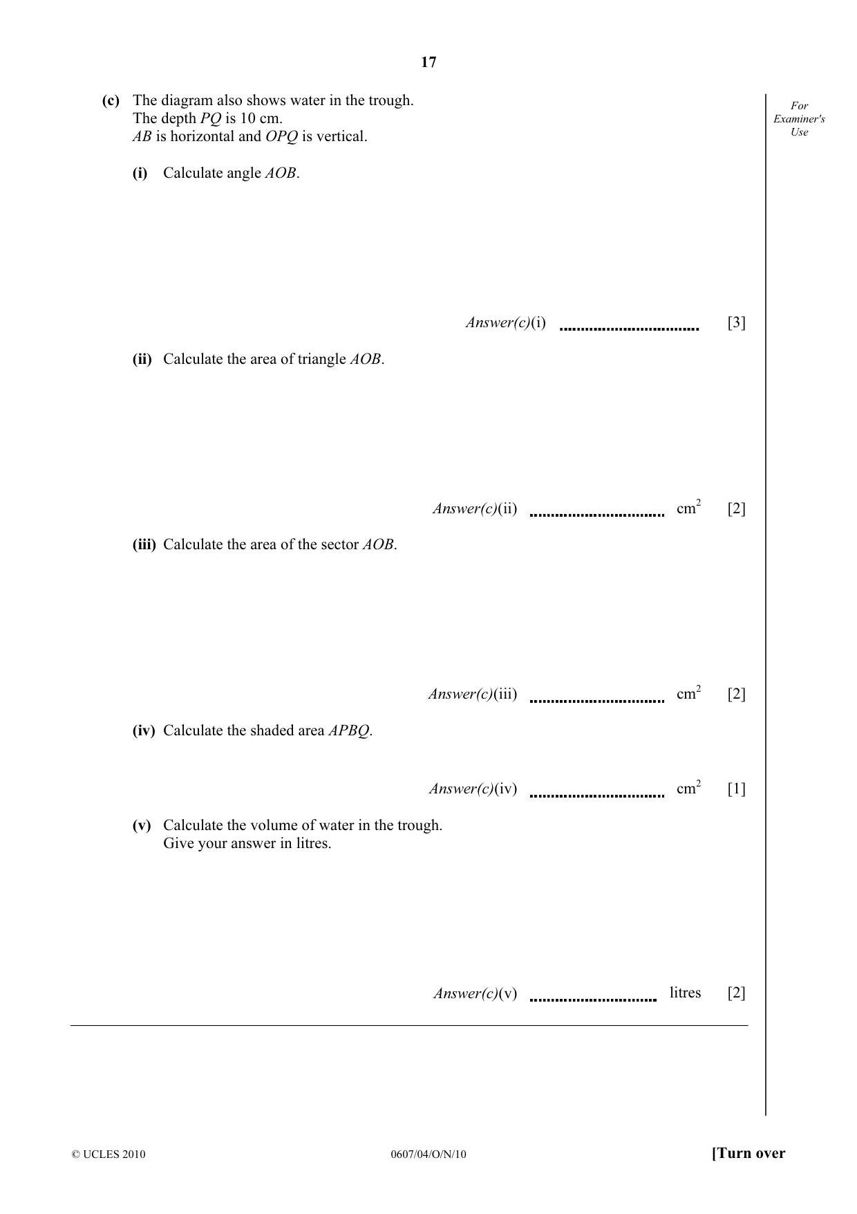 Cambridge IGCSE Mathematics - International 0607 2010 Oct/Nov Paper 4 · Variant 1 question paper, page 17 of 20