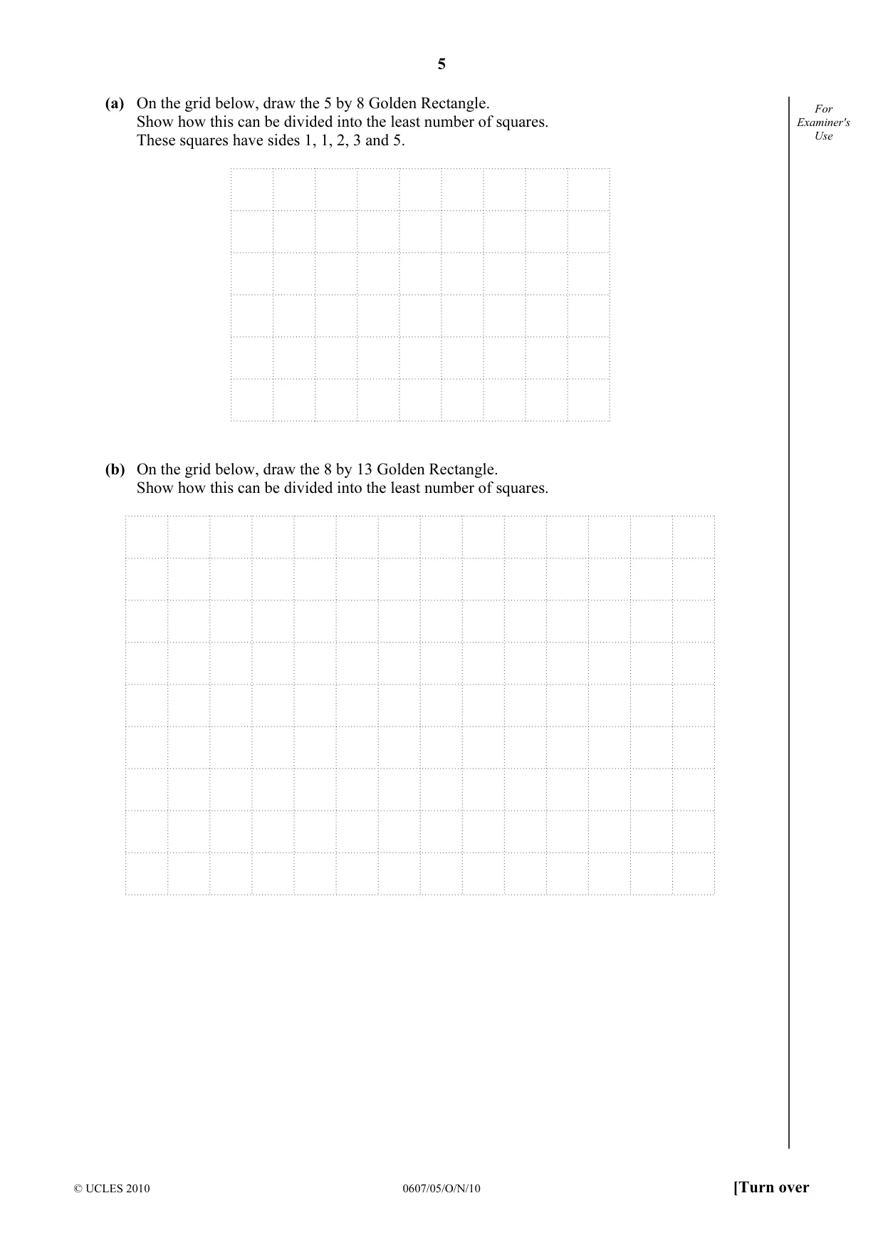 Cambridge IGCSE Mathematics - International 0607 2010 Oct/Nov Paper 5 · Variant 1 question paper, page 5 of 8