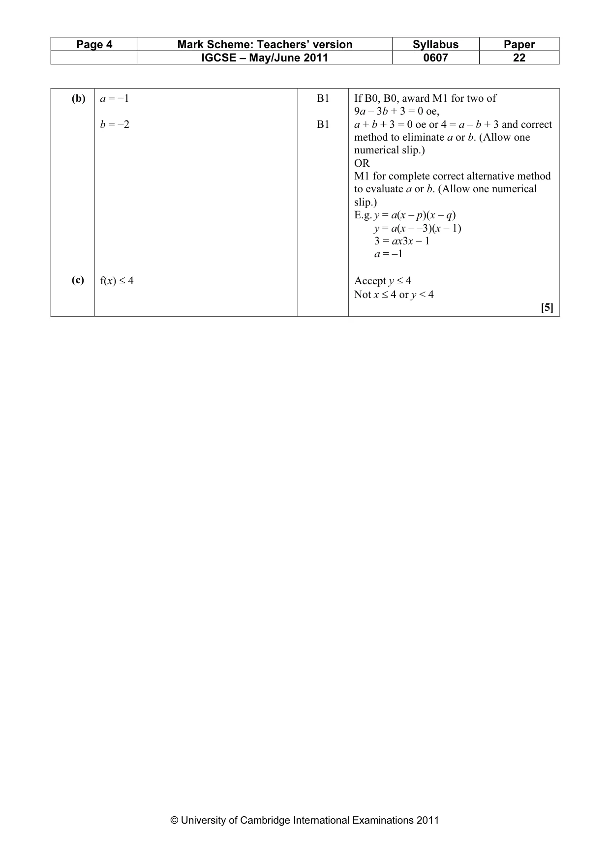 Mark scheme, page 4 of 4