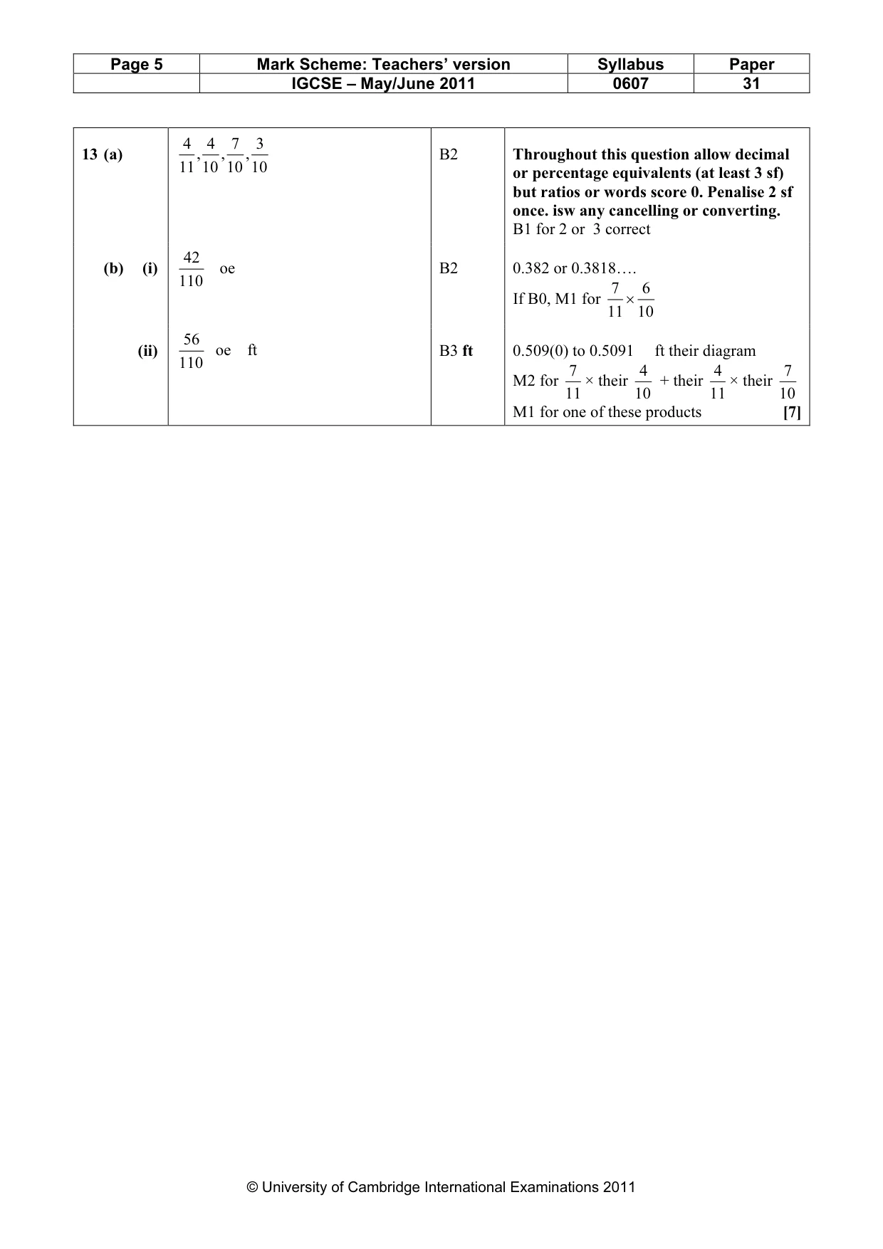 Mark scheme, page 5 of 5