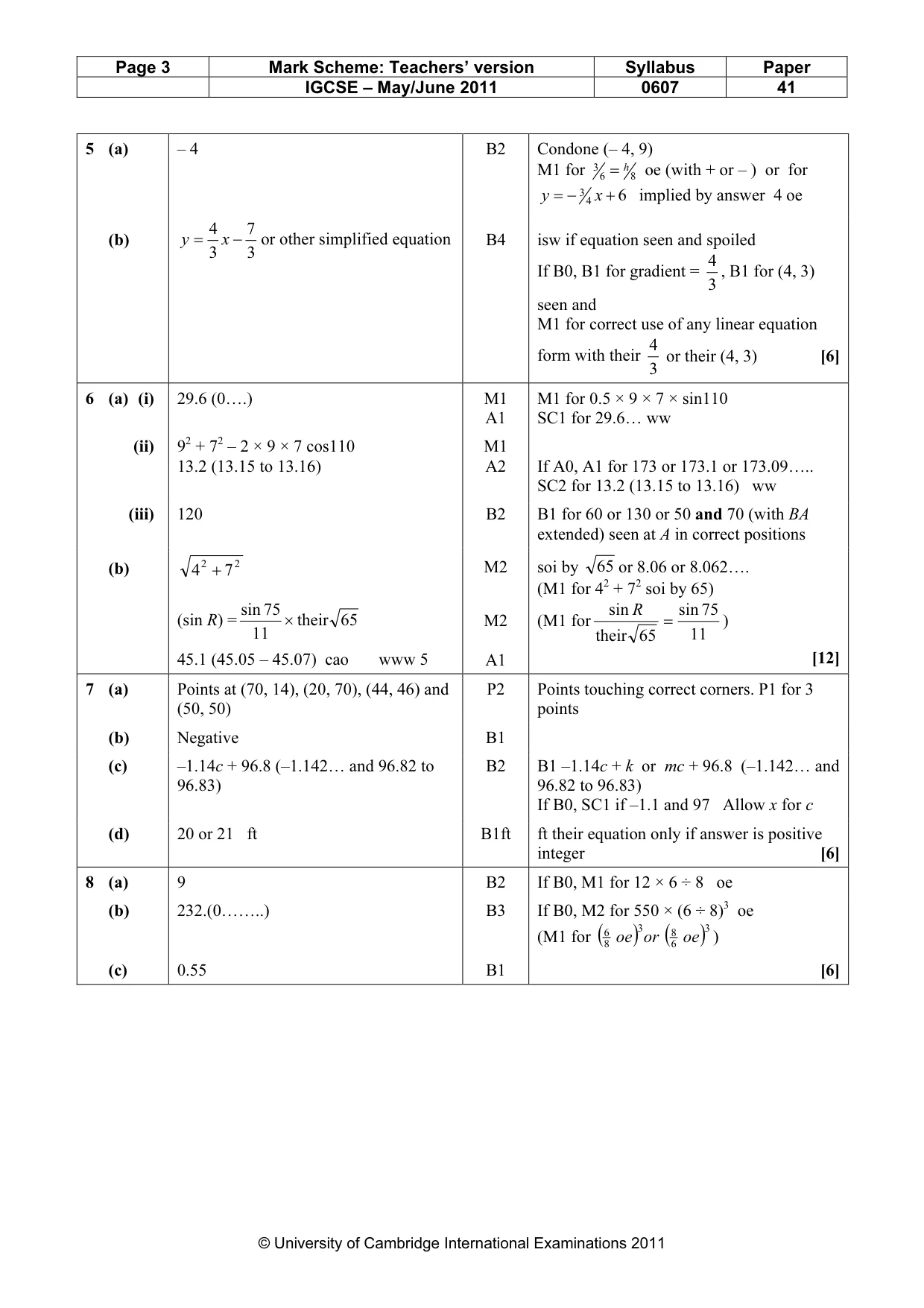 Mark scheme, page 3 of 6