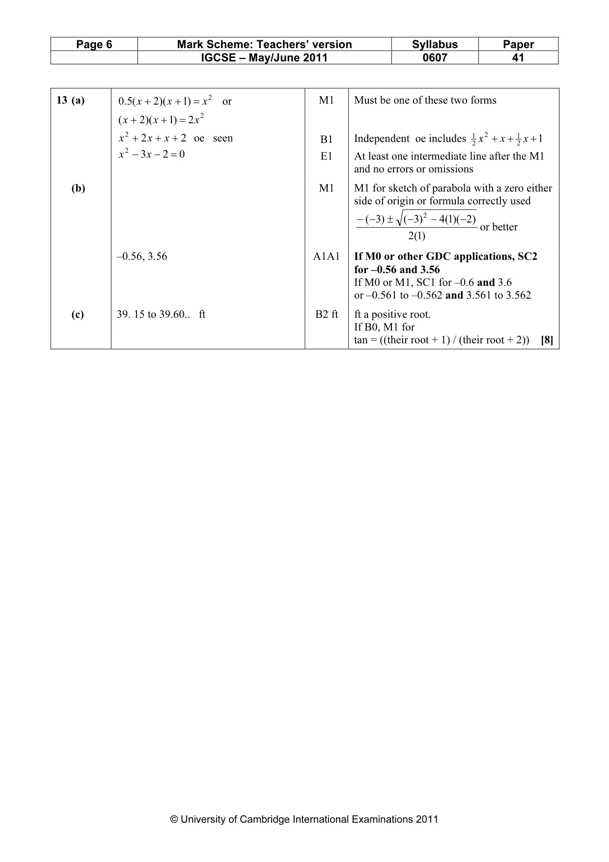 Mark scheme, page 6 of 6
