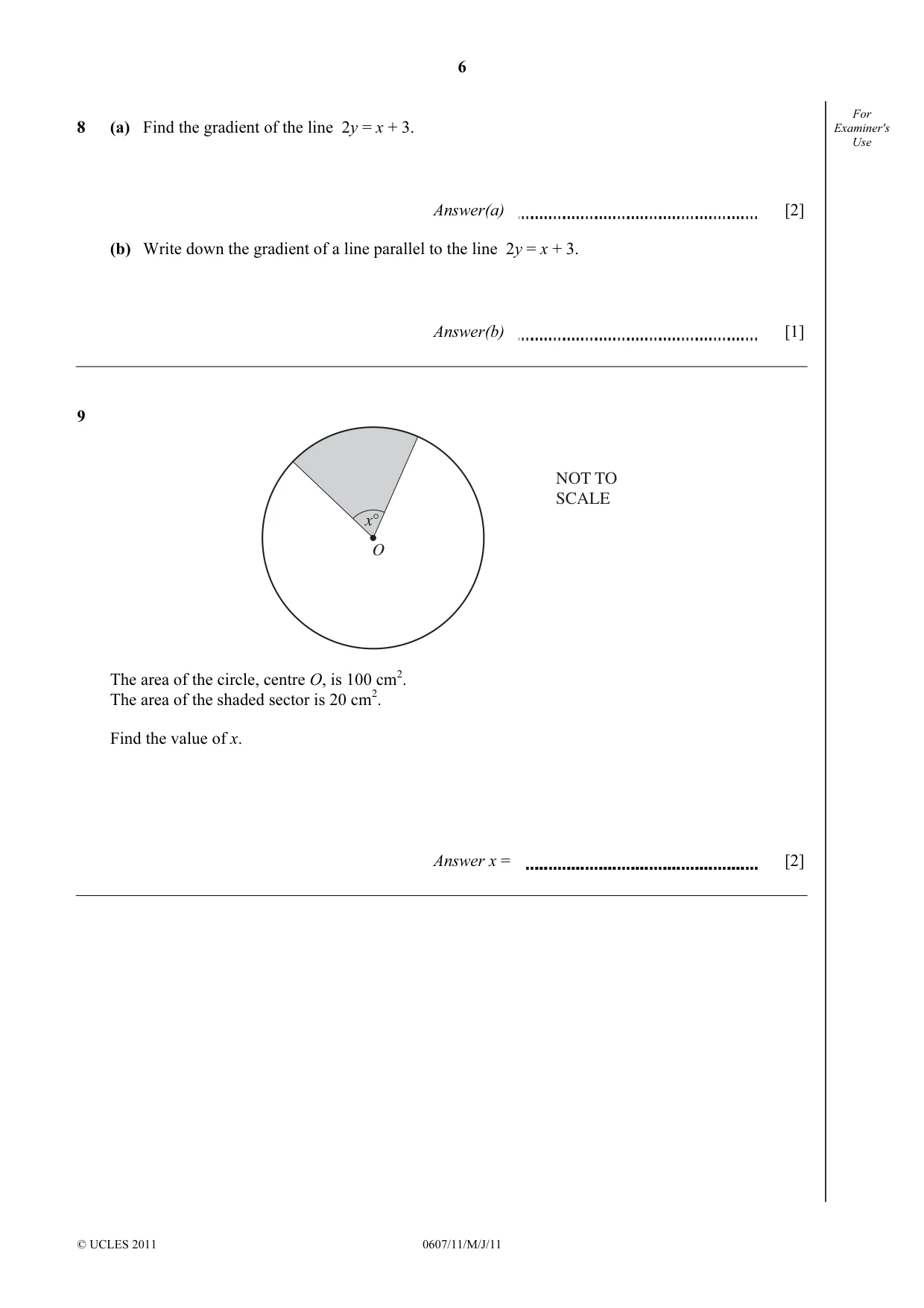 Cambridge IGCSE Mathematics - International 0607 2011 May/June Paper 1 · Variant 1 question paper, page 6 of 8