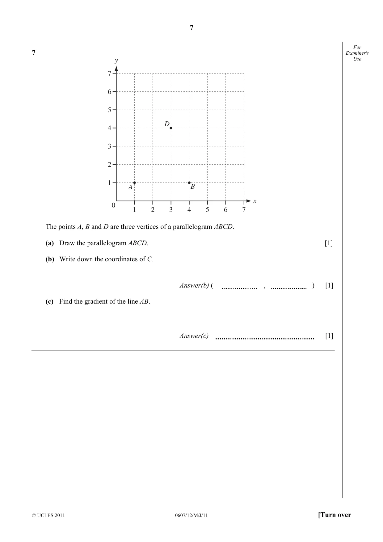 Cambridge IGCSE Mathematics - International 0607 2011 May/June Paper 1 · Variant 2 question paper, page 7 of 12