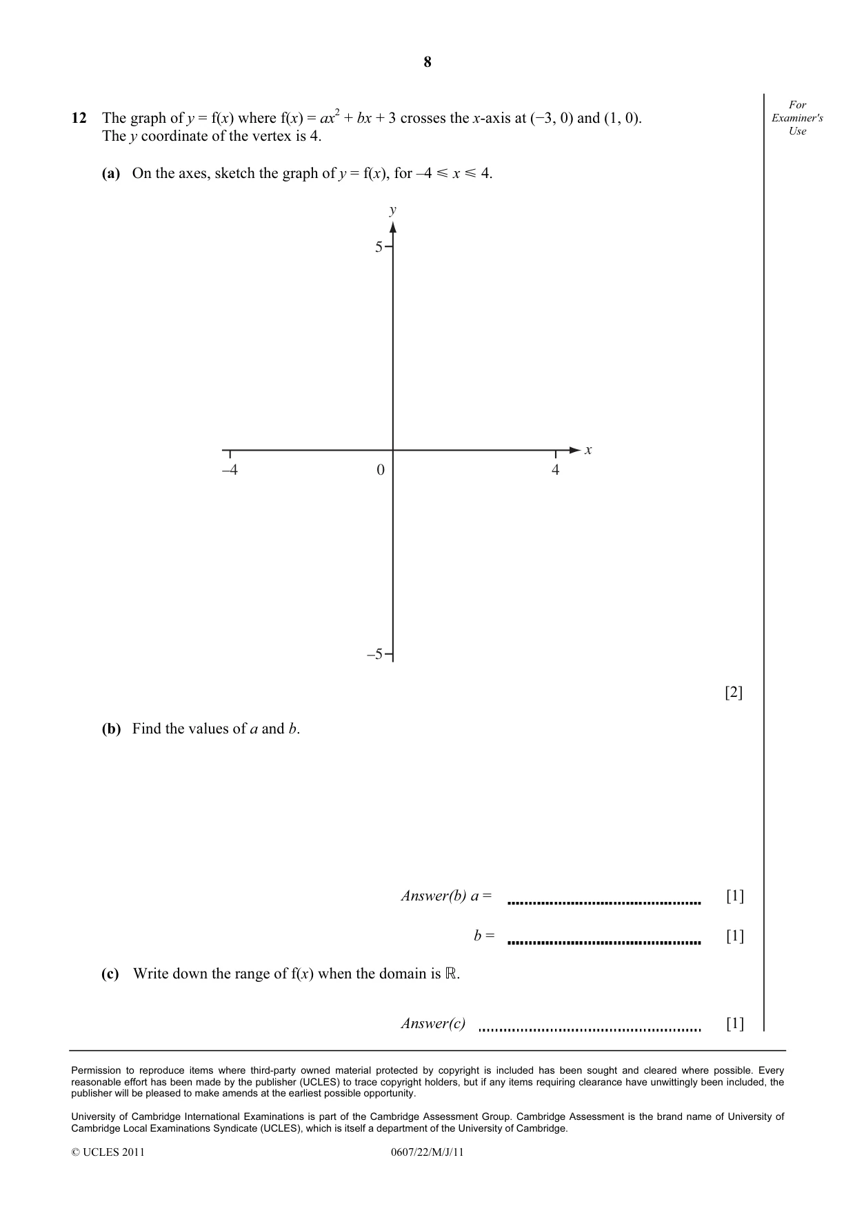 Cambridge IGCSE Mathematics - International 0607 2011 May/June Paper 2 · Variant 2 question paper, page 8 of 8