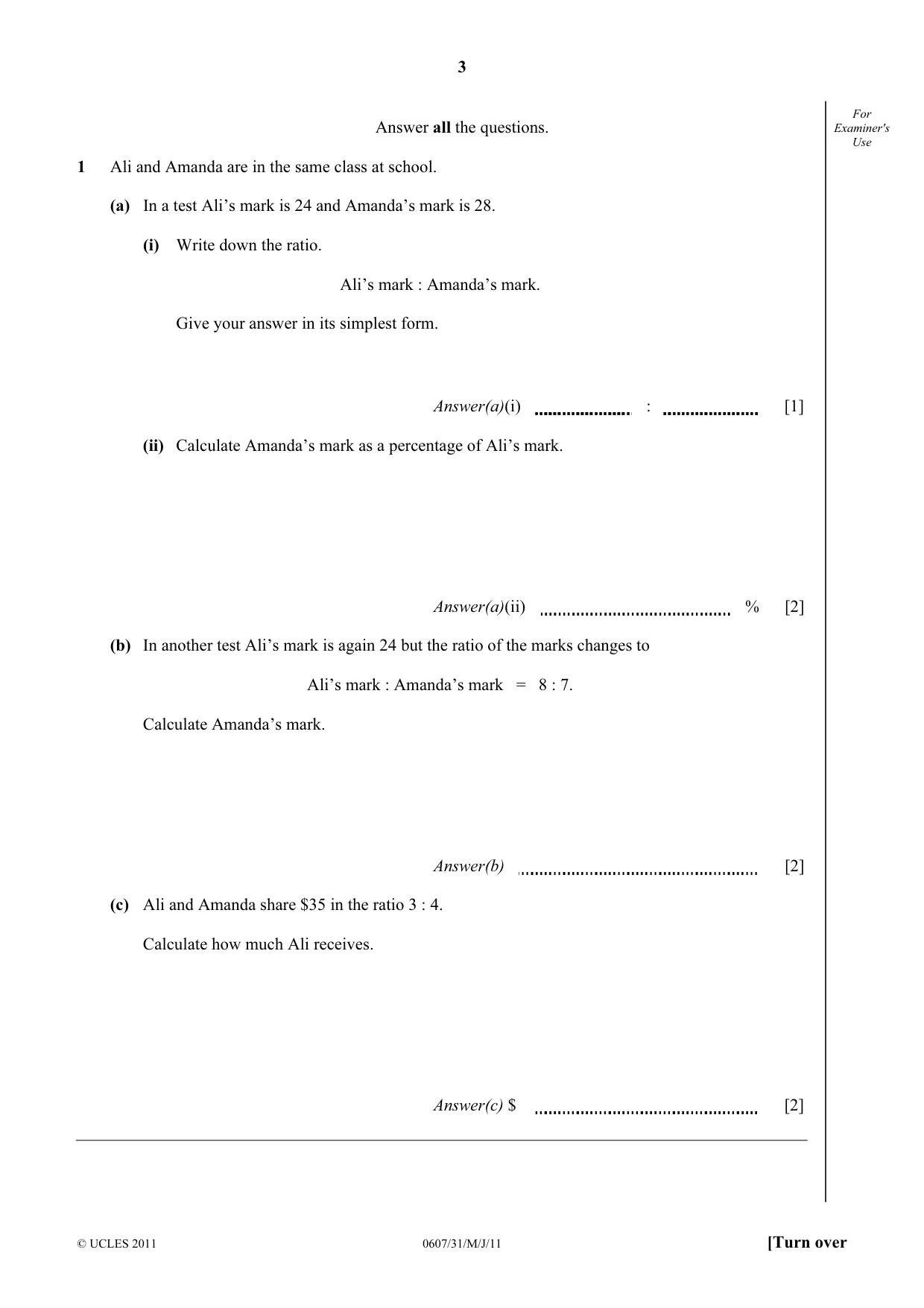 Cambridge IGCSE Mathematics - International 0607 2011 May/June Paper 3 · Variant 1 question paper, page 3 of 16