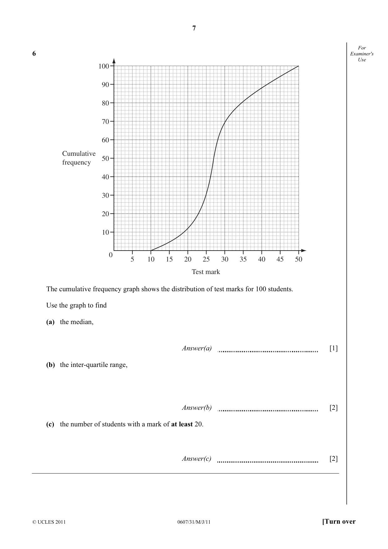 Cambridge IGCSE Mathematics - International 0607 2011 May/June Paper 3 · Variant 1 question paper, page 7 of 16