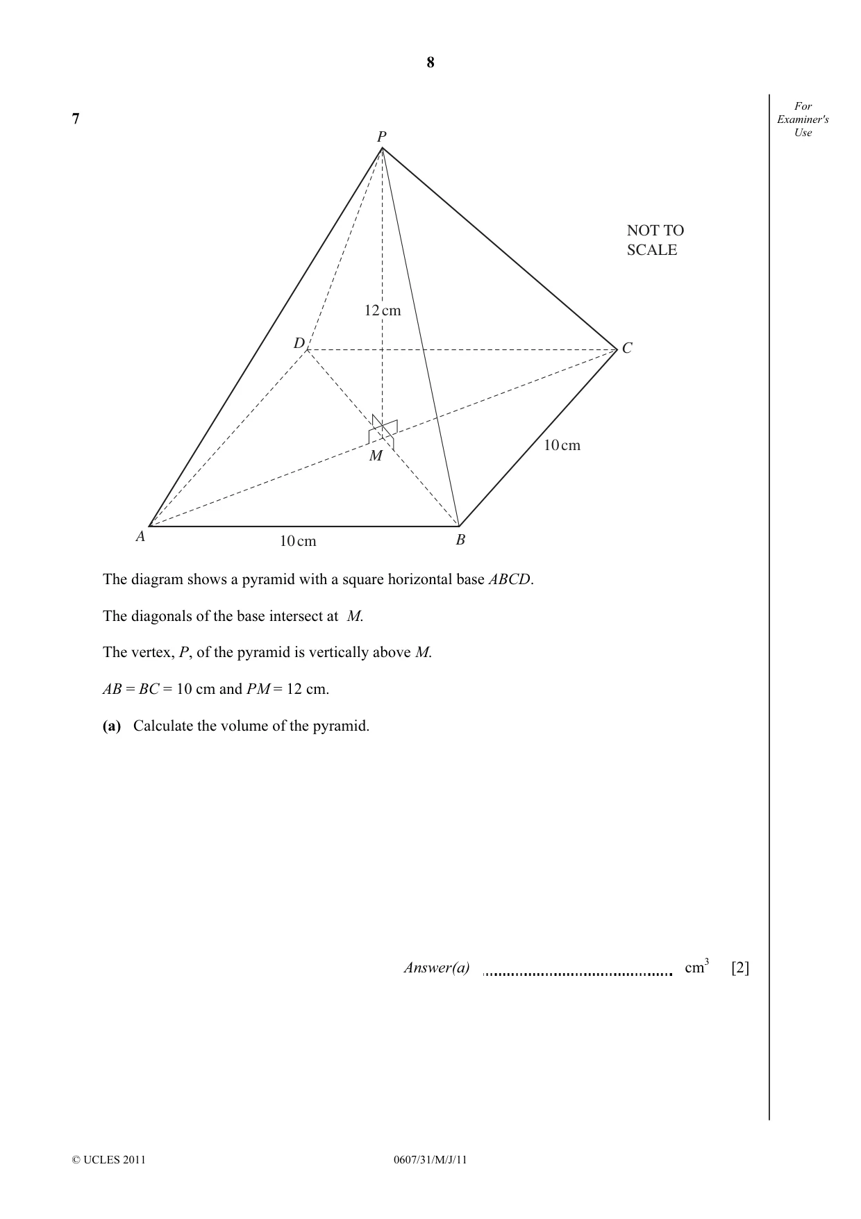 Cambridge IGCSE Mathematics - International 0607 2011 May/June Paper 3 · Variant 1 question paper, page 8 of 16